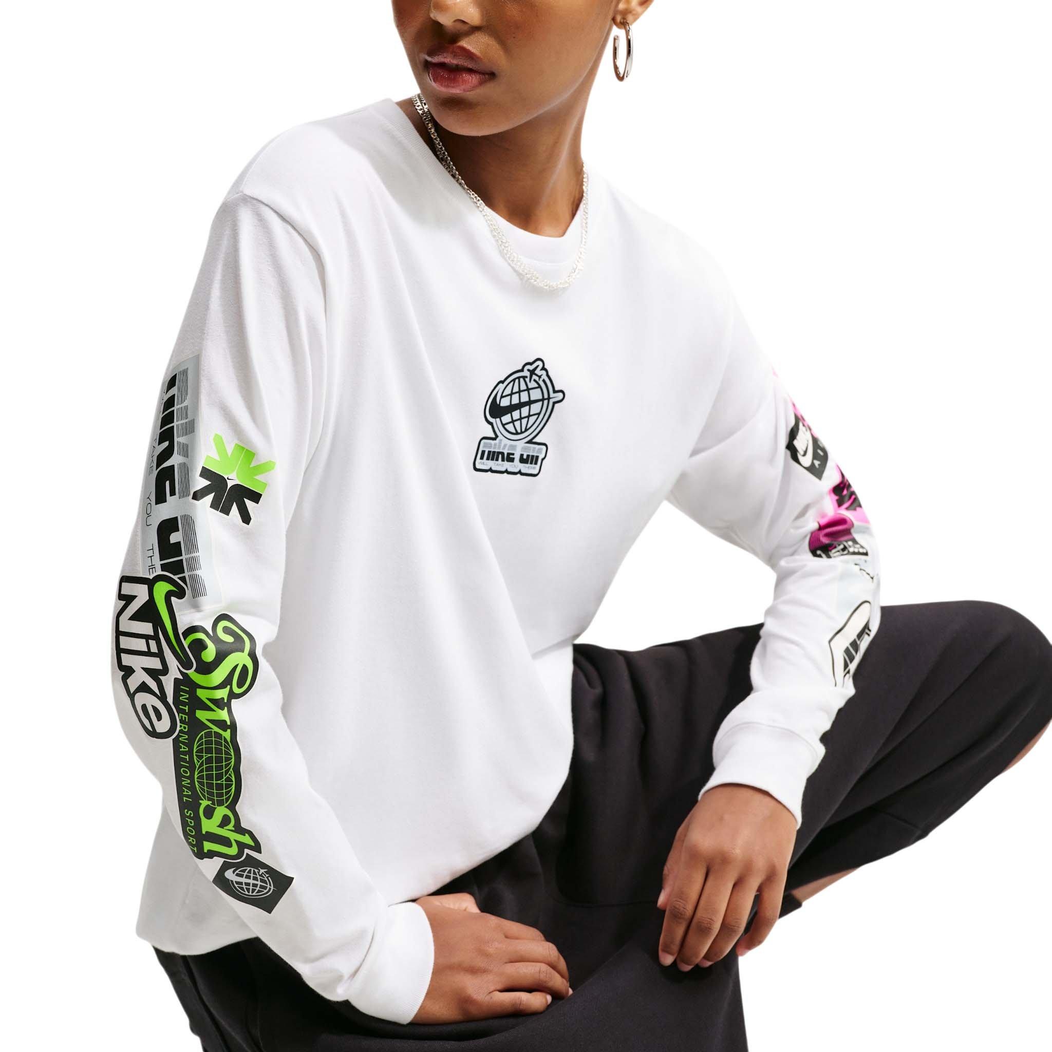 Nike Women's Sportswear Classic Oversized Long Sleeve T-Shirt - White - WHITE