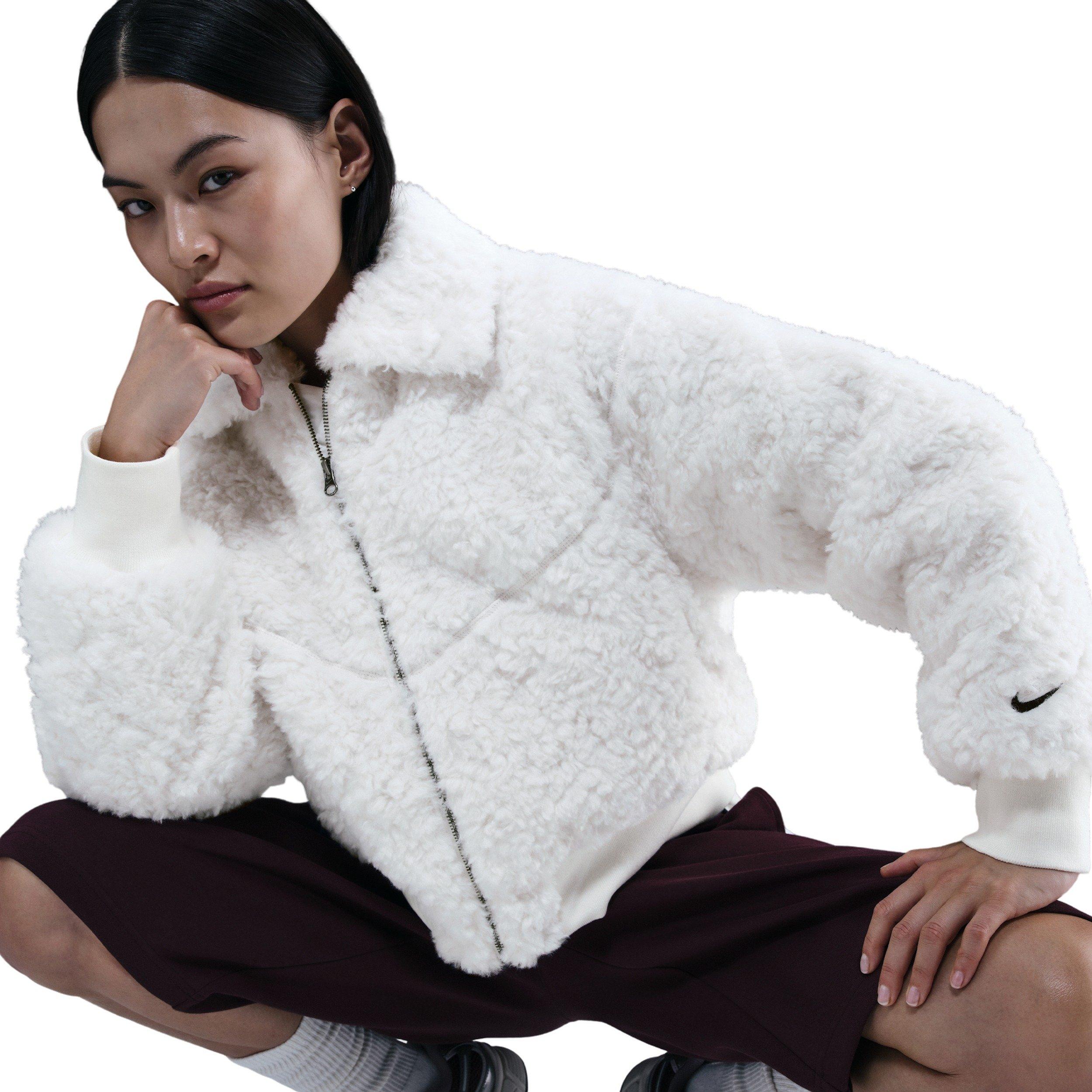 Nike Women's Sportswear Essential Loose Bomber Jacket - White - WHITE Thumbnail View 3