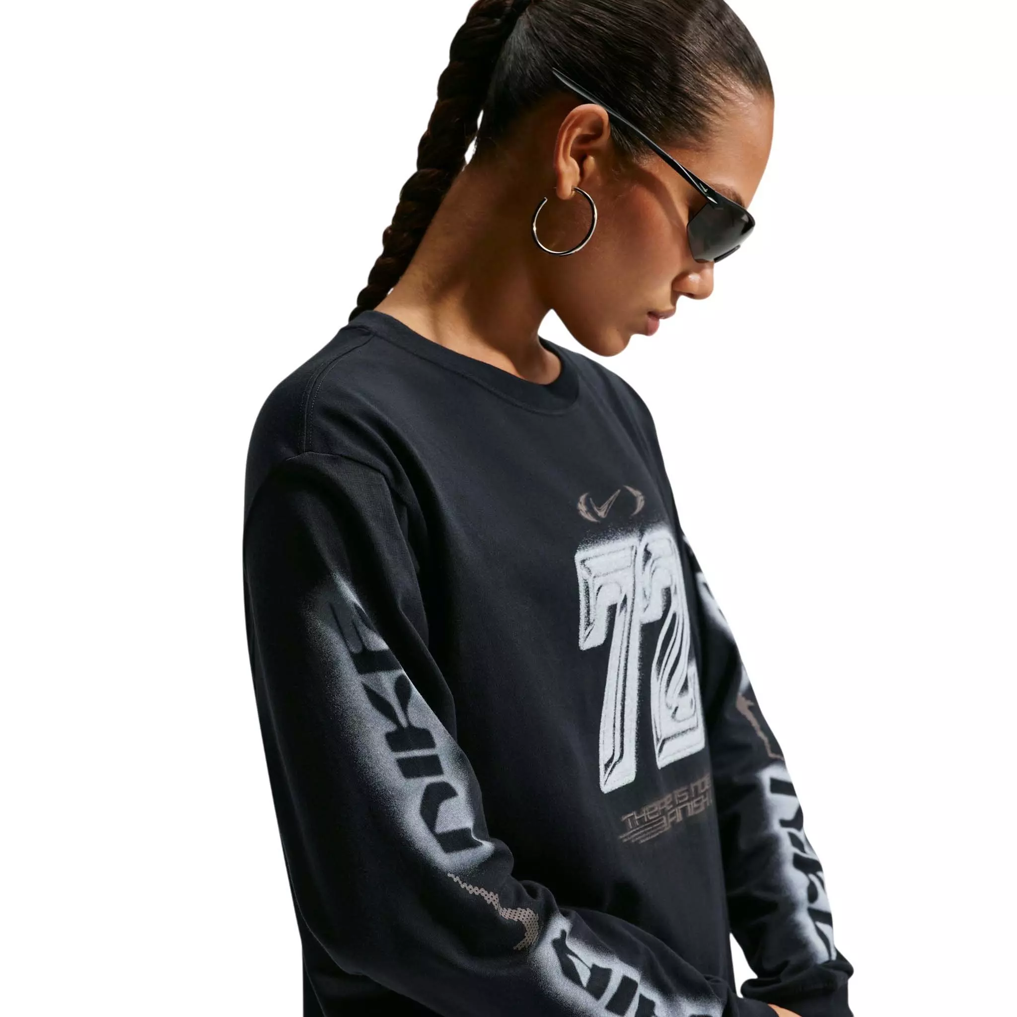 Nike Women's Sportswear Classic Oversized 72 Long Sleeve T-Shirt - Black - BLACK