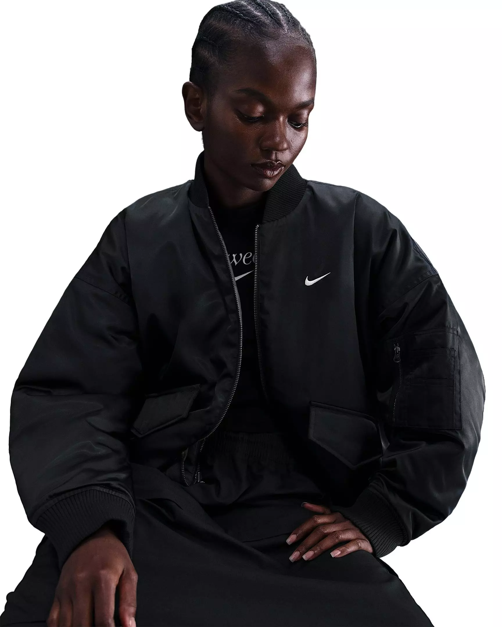 Nike Women's Sportswear Therma-FIT Reversible Bomber Jacket - Black - BLACK