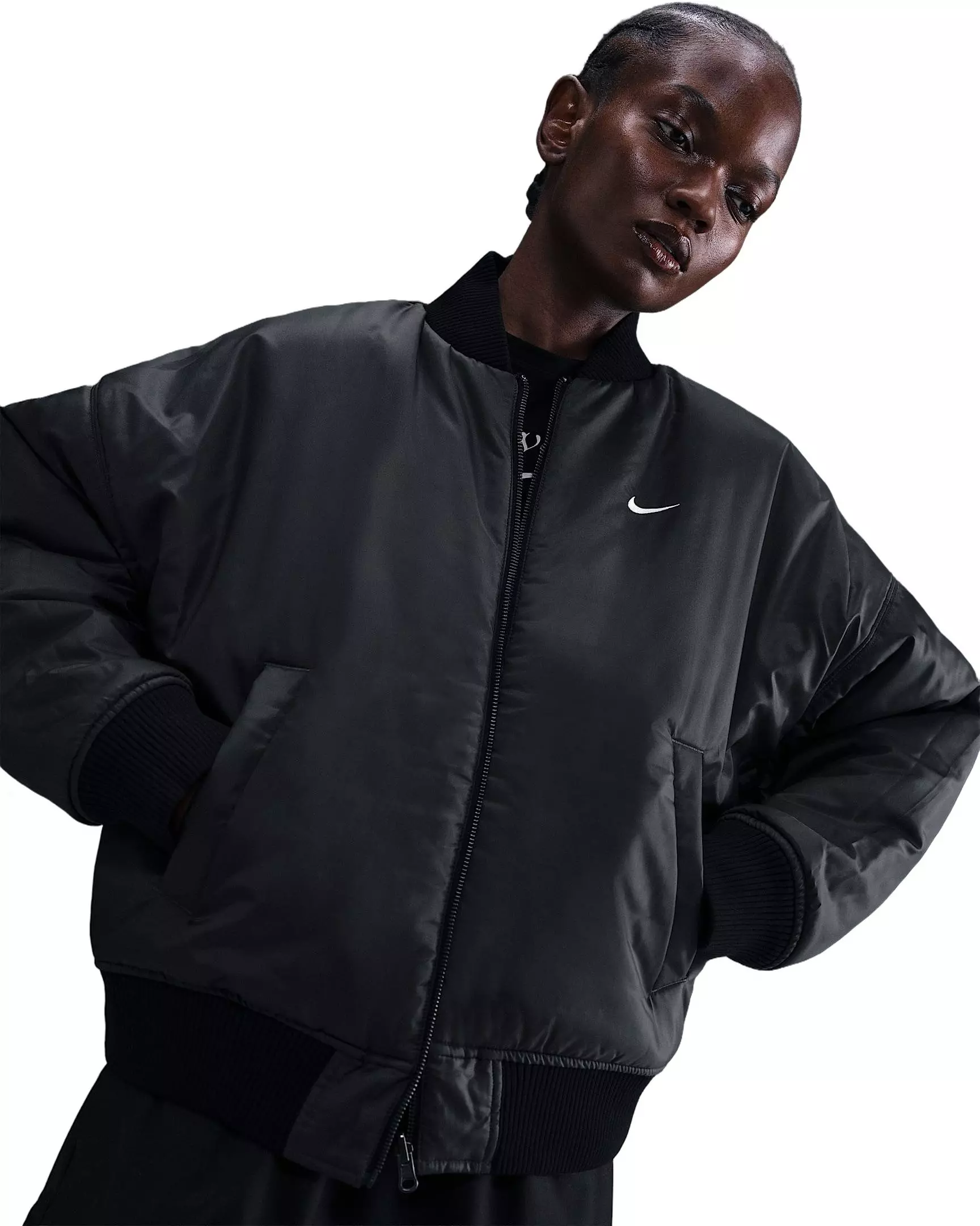 Nike Women's Sportswear Therma-FIT Reversible Bomber Jacket - Black - BLACK