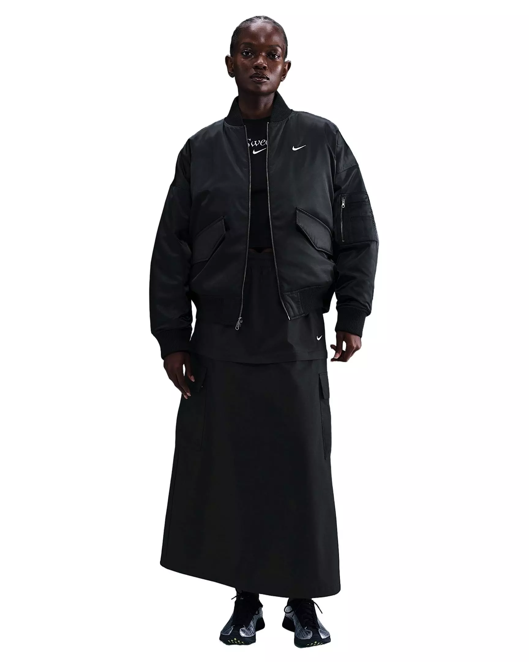 Nike Women's Sportswear Therma-FIT Reversible Bomber Jacket - Black - BLACK