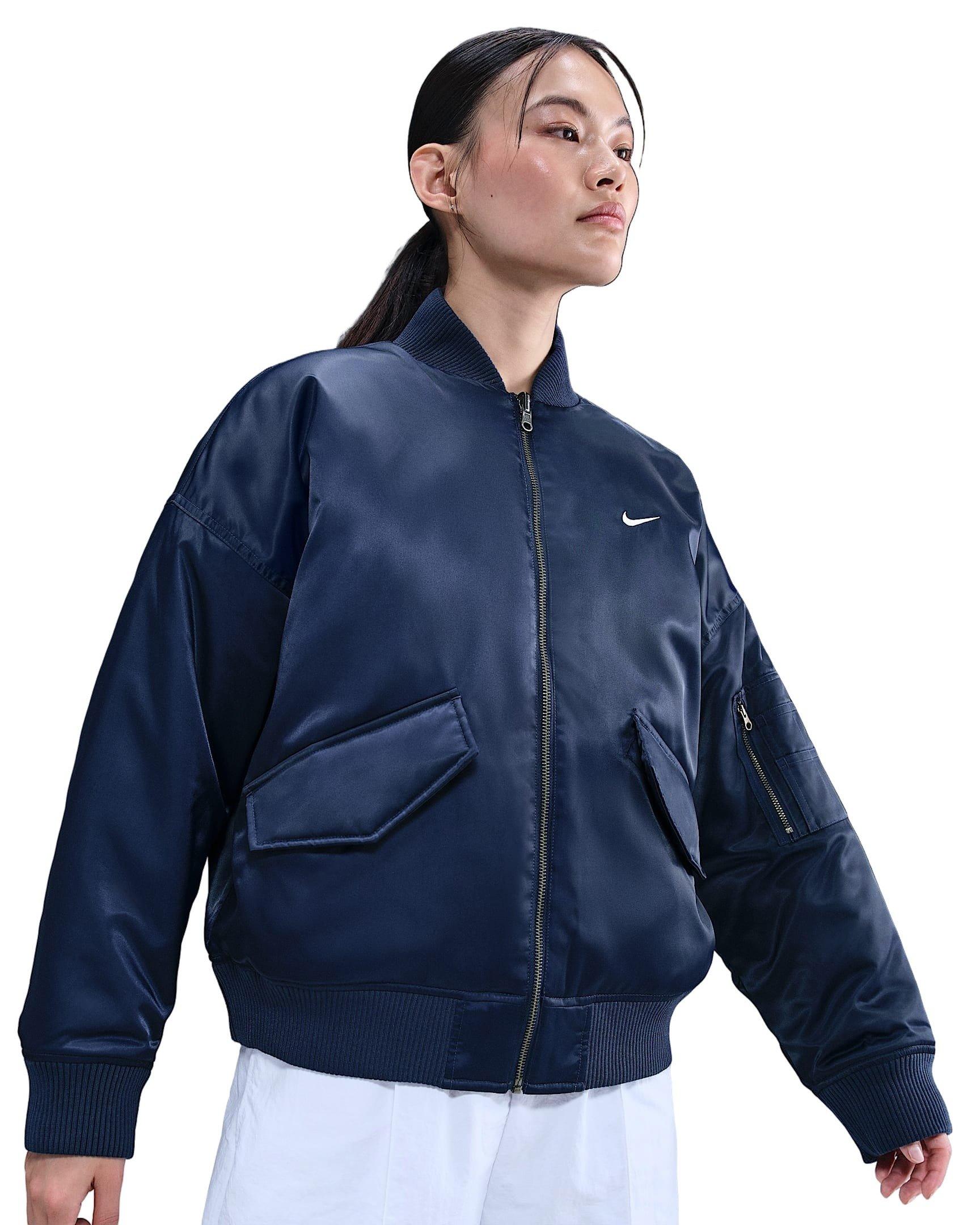 Nike Women's Sportswear Therma-FIT Reversible Bomber Jacket - Blue - BLUE Thumbnail View 1