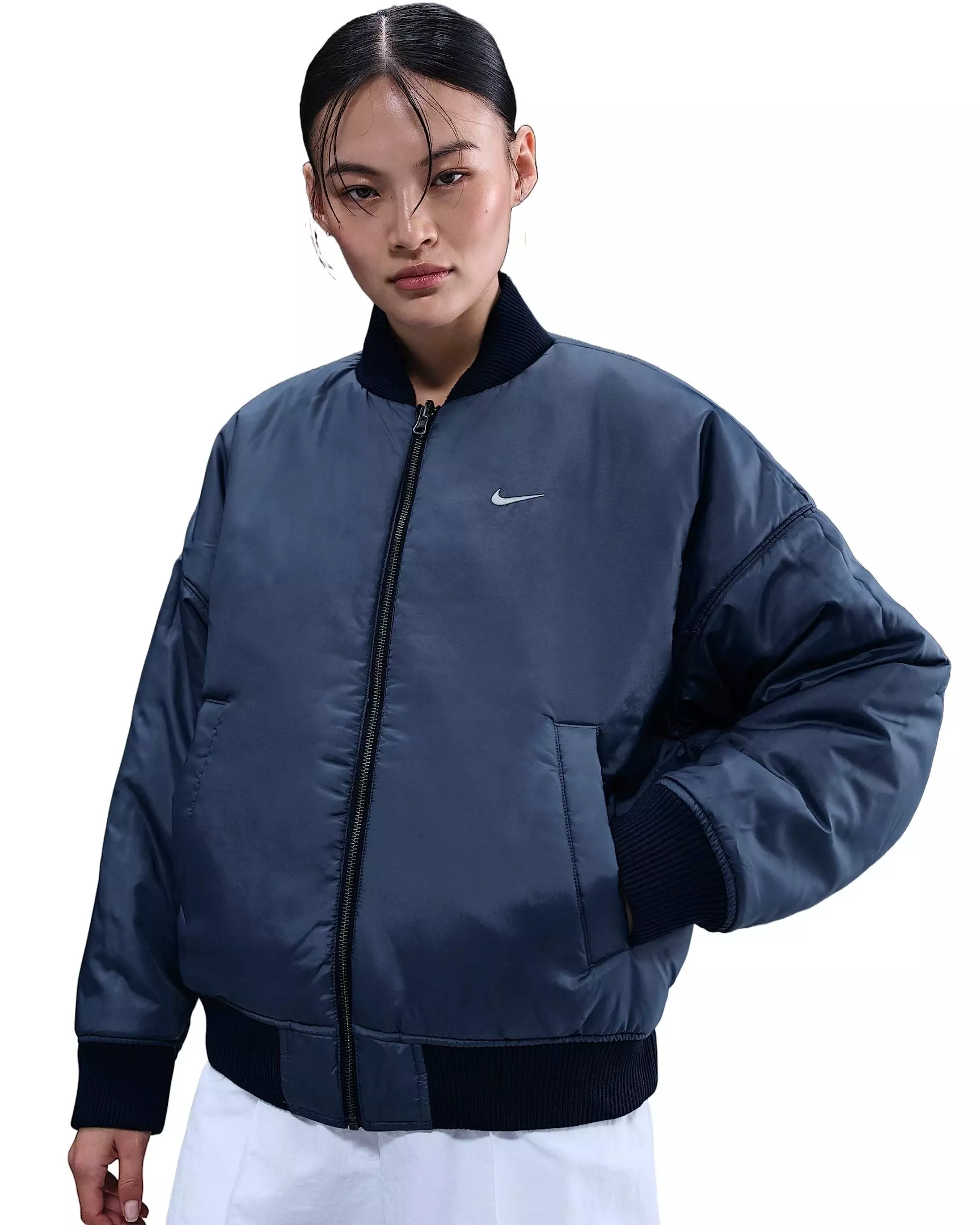 Nike Women's Sportswear Therma-FIT Reversible Bomber Jacket - Blue - BLUE