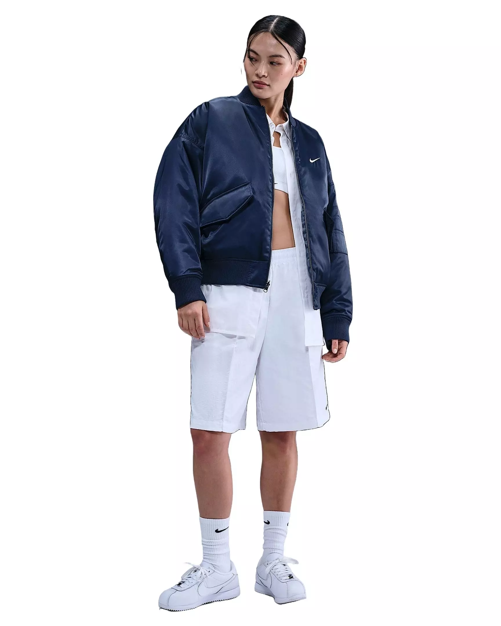 Nike Women's Sportswear Therma-FIT Reversible Bomber Jacket - Blue - BLUE