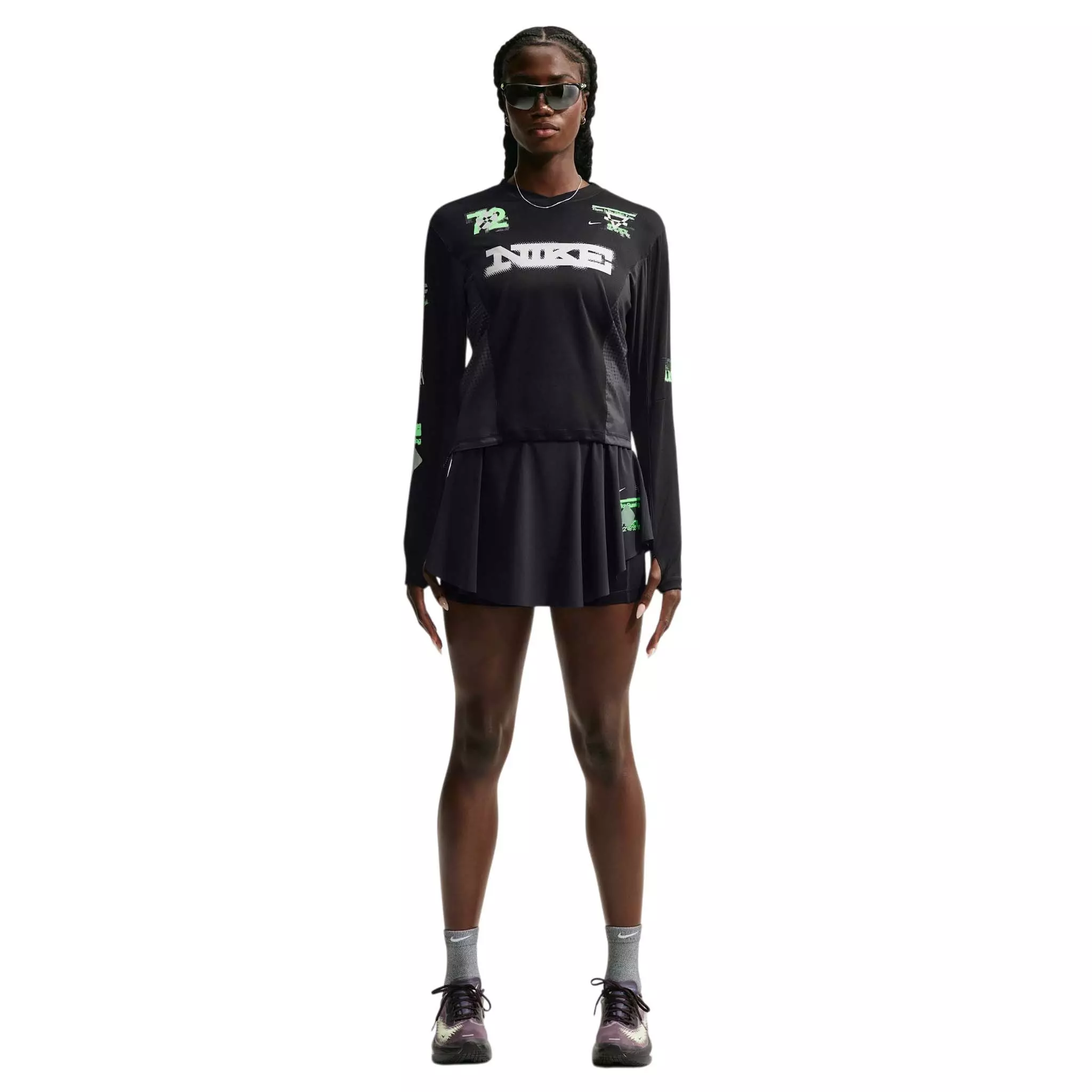 Nike Women's Swift Long Sleeve Running Top - Black/Grey - BLACK/GREY