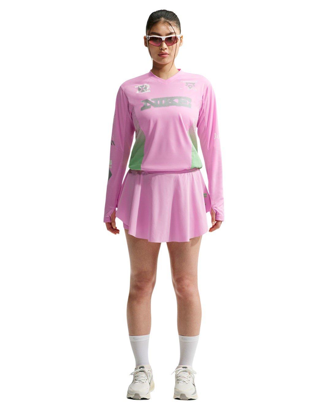 Nike Women's Swift Long Sleeve Running Top - Pink/Green - PINK/GREEN Thumbnail View 5