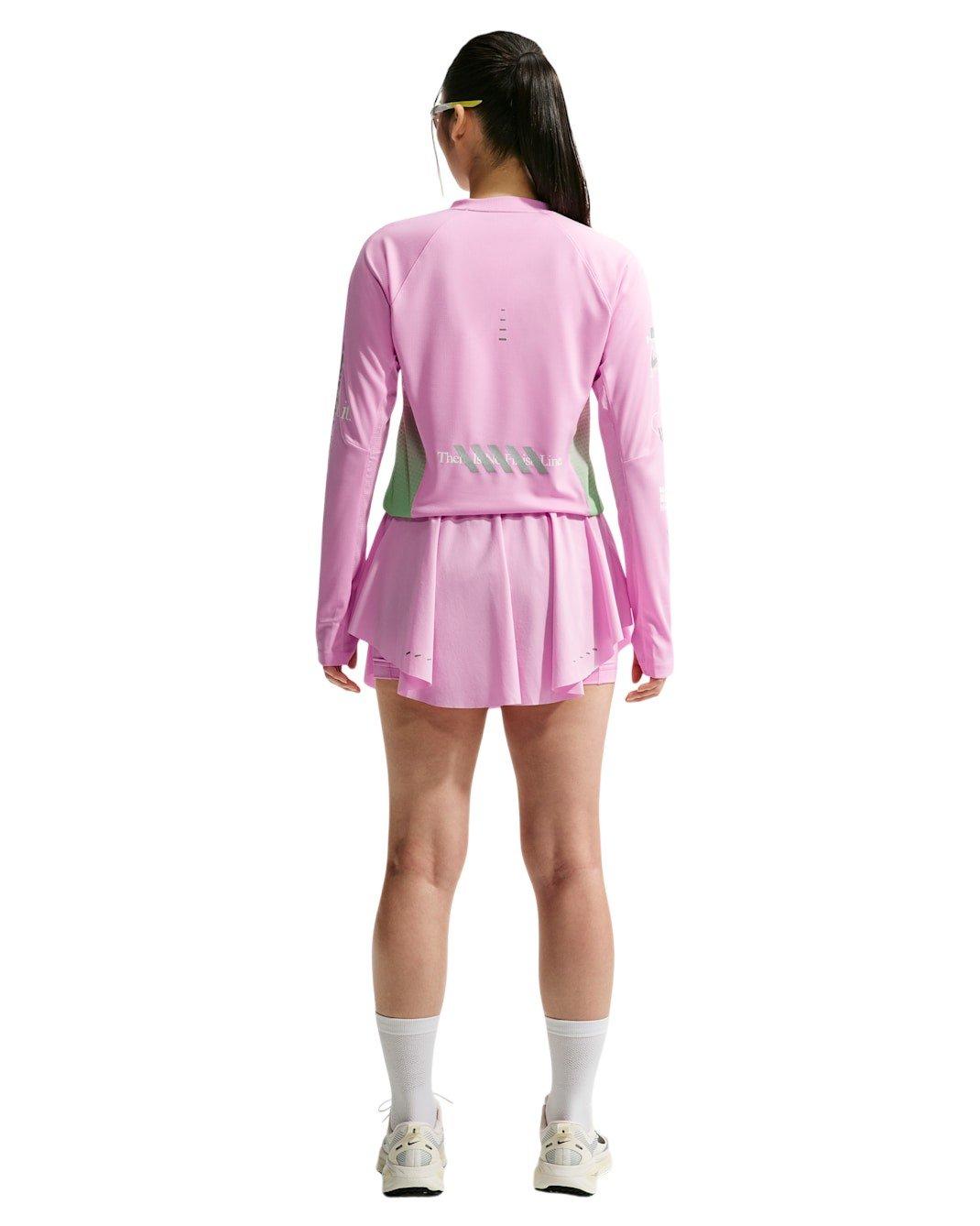 Nike Women's Swift Long Sleeve Running Top - Pink/Green - PINK/GREEN Thumbnail View 6