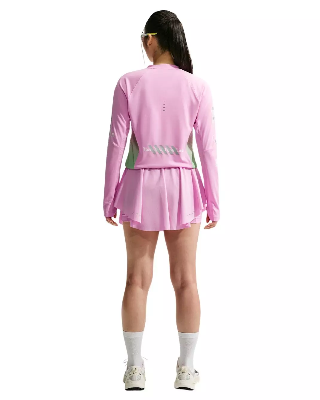 Nike Women's Swift Long Sleeve Running Top - Pink/Green - PINK/GREEN