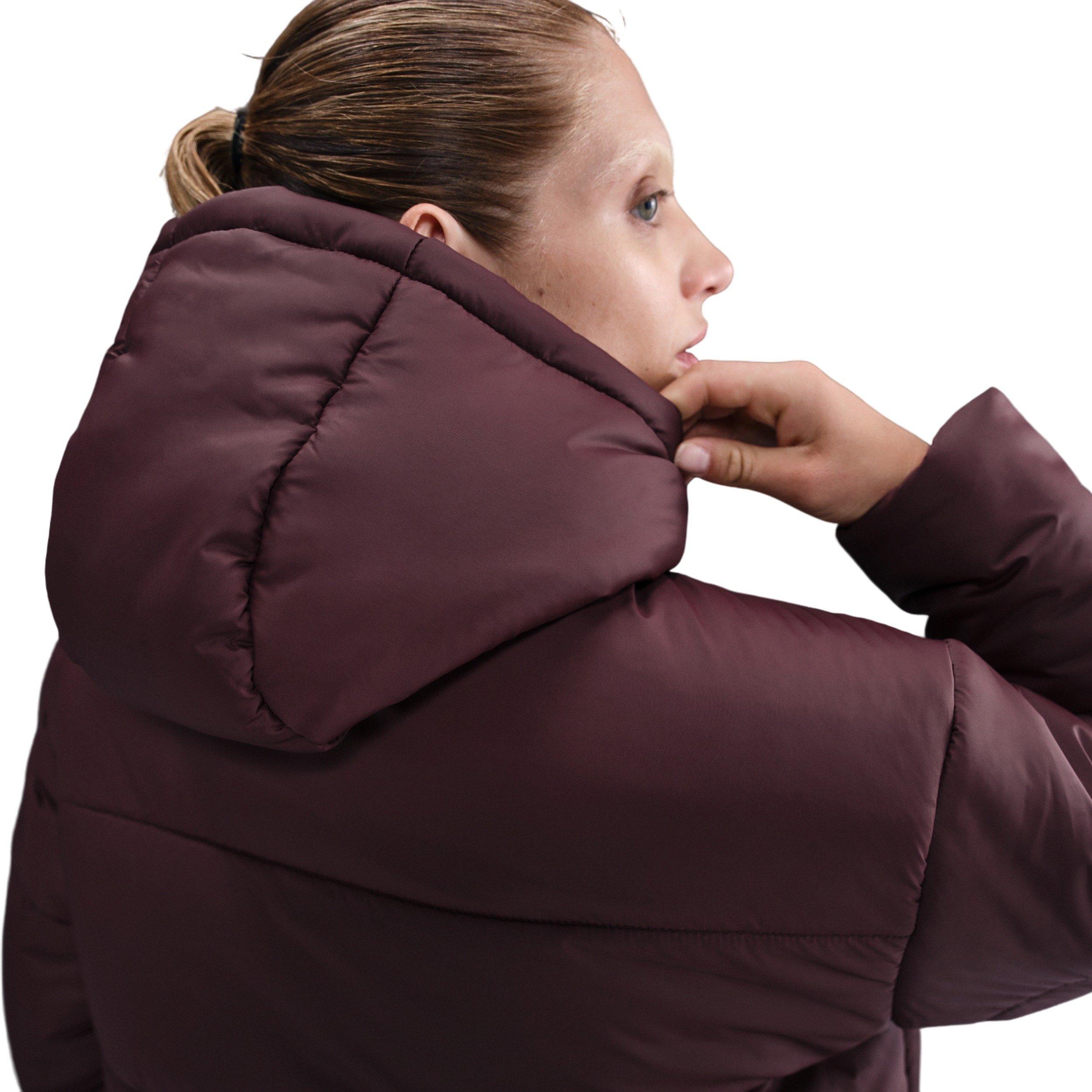 Nike Women's Sportswear Classic Therma-FIT Loose Hooded Parka - Burgundy - BURGUNDY Thumbnail View 2