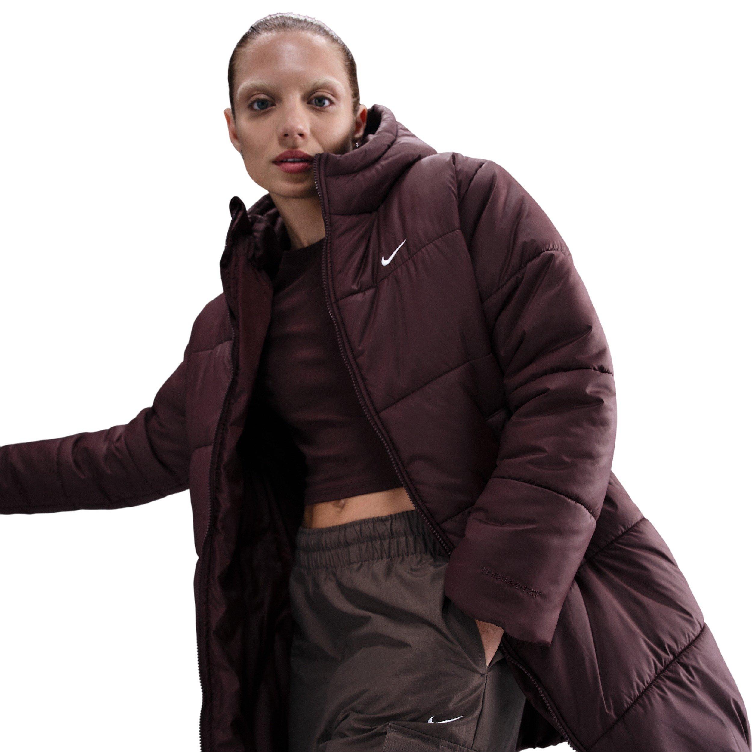 Nike Women's Sportswear Classic Therma-FIT Loose Hooded Parka - Burgundy - BURGUNDY Thumbnail View 3