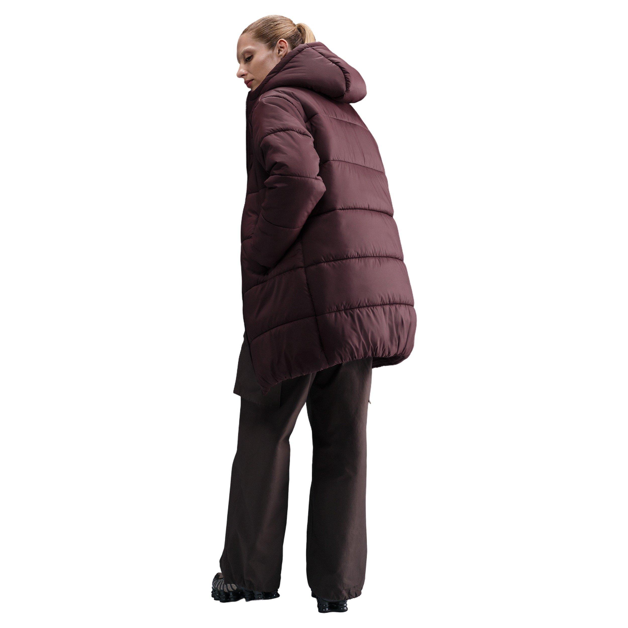 Nike Women's Sportswear Classic Therma-FIT Loose Hooded Parka - Burgundy - BURGUNDY Thumbnail View 5