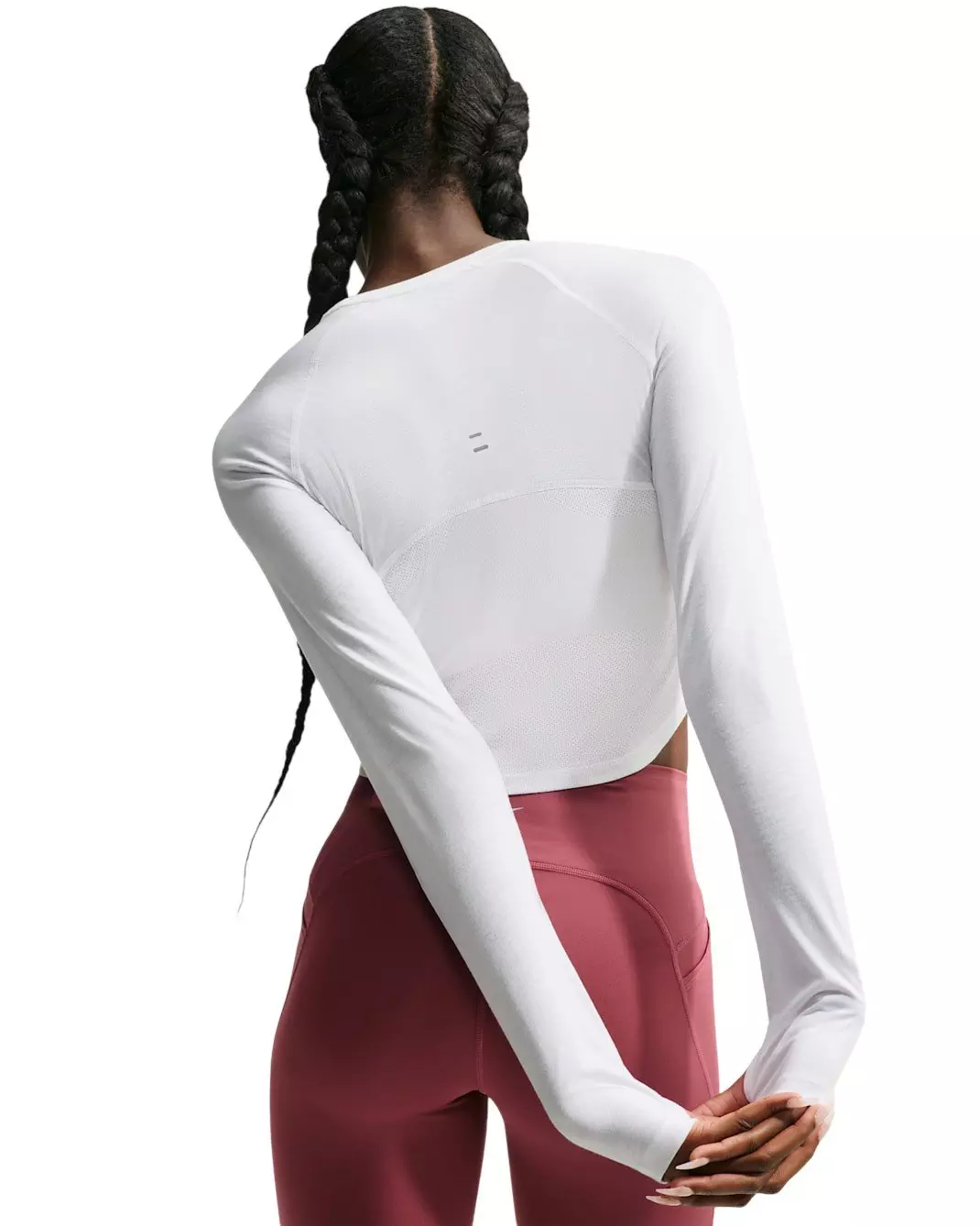 Nike Women's Tempo Dri-FIT Cropped Long Sleeve Running Top - White/Silver - WHITE/SILVER
