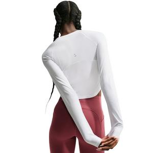 Nike Women's Tempo Dri-FIT Cropped Long Sleeve Running Top - White/Silver - WHITE/SILVER