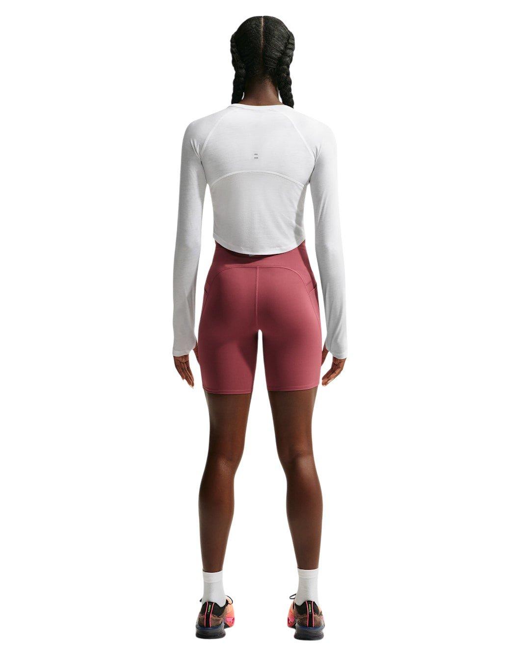 Nike Women's Tempo Dri-FIT Cropped Long Sleeve Running Top - White/Silver - WHITE/SILVER