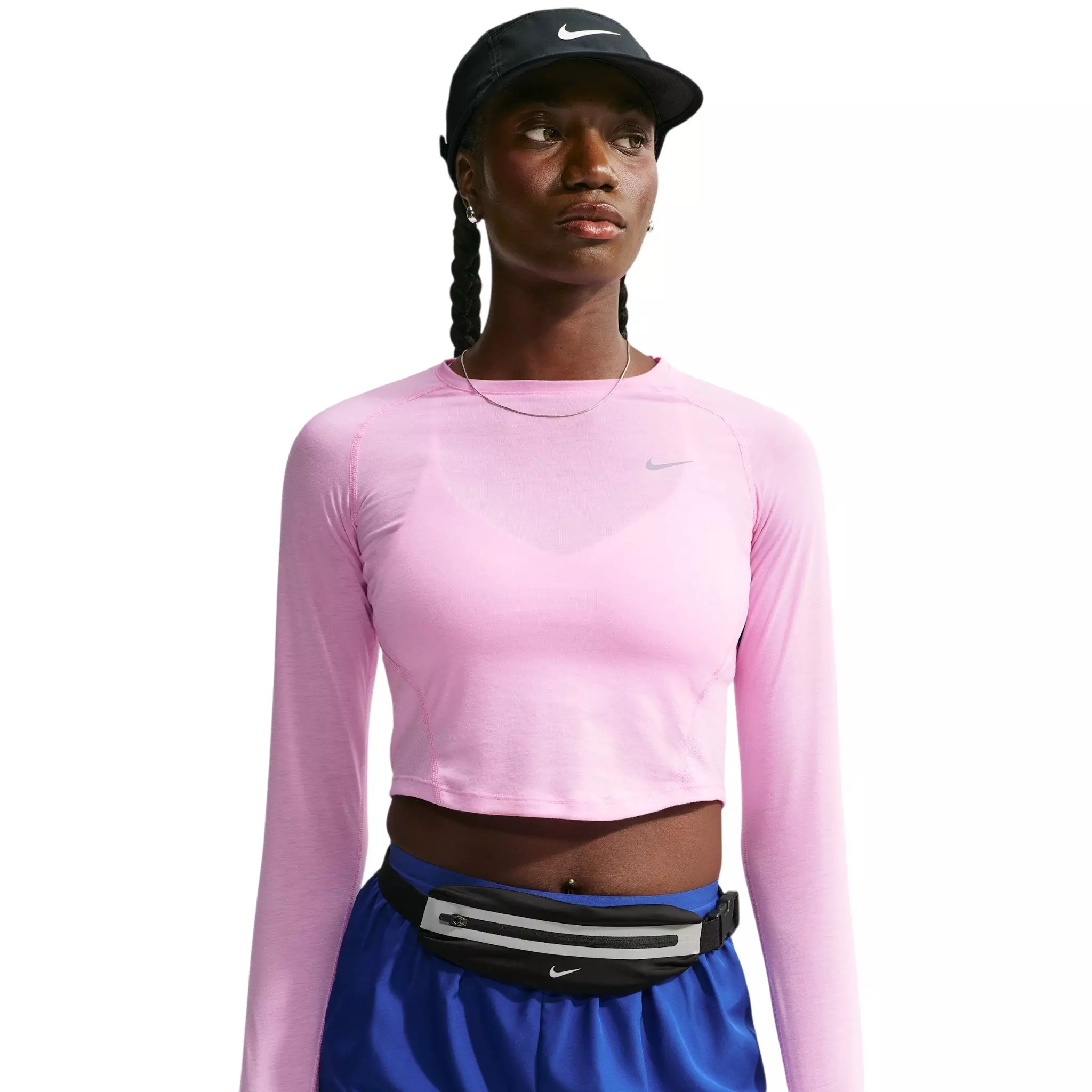 Nike Women's Tempo Dri-FIT Cropped Long Sleeve Running Top - Pink - PINK