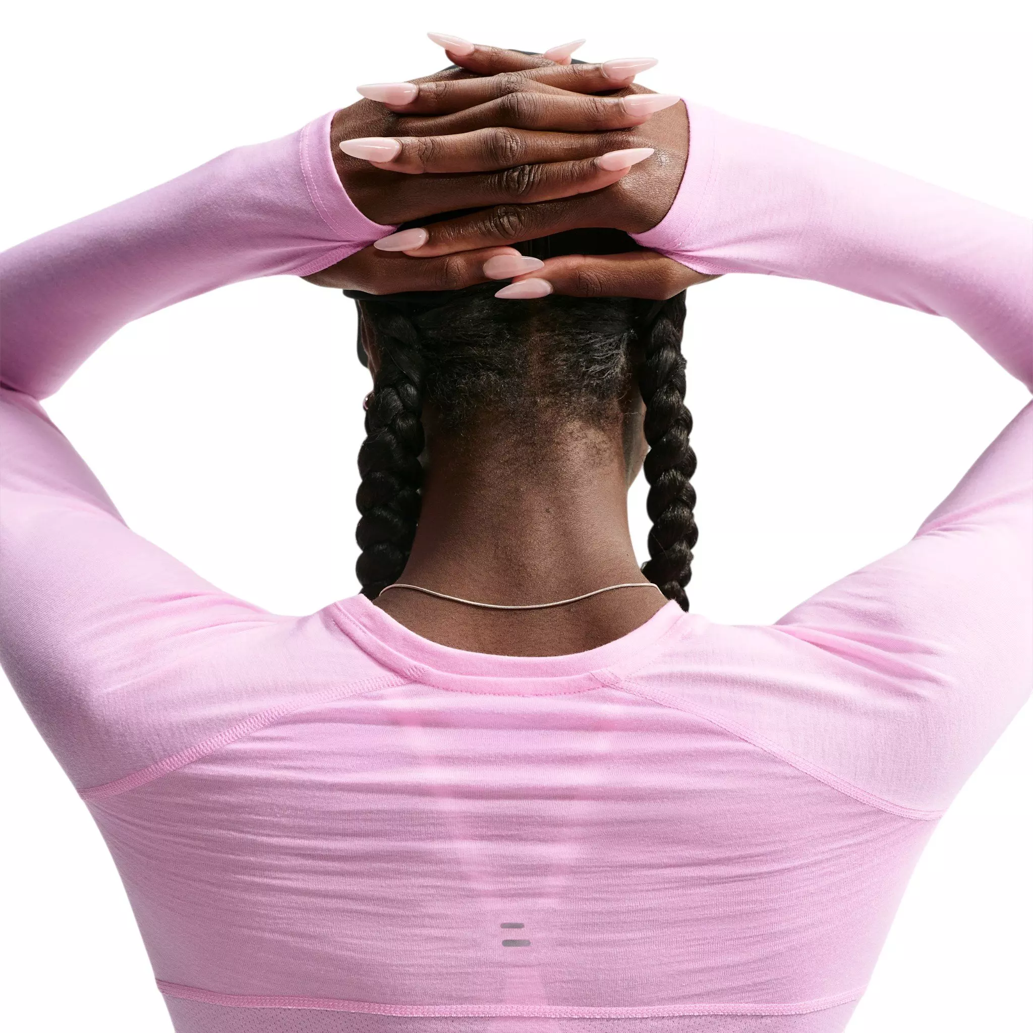 Nike Women's Tempo Dri-FIT Cropped Long Sleeve Running Top - Pink - PINK