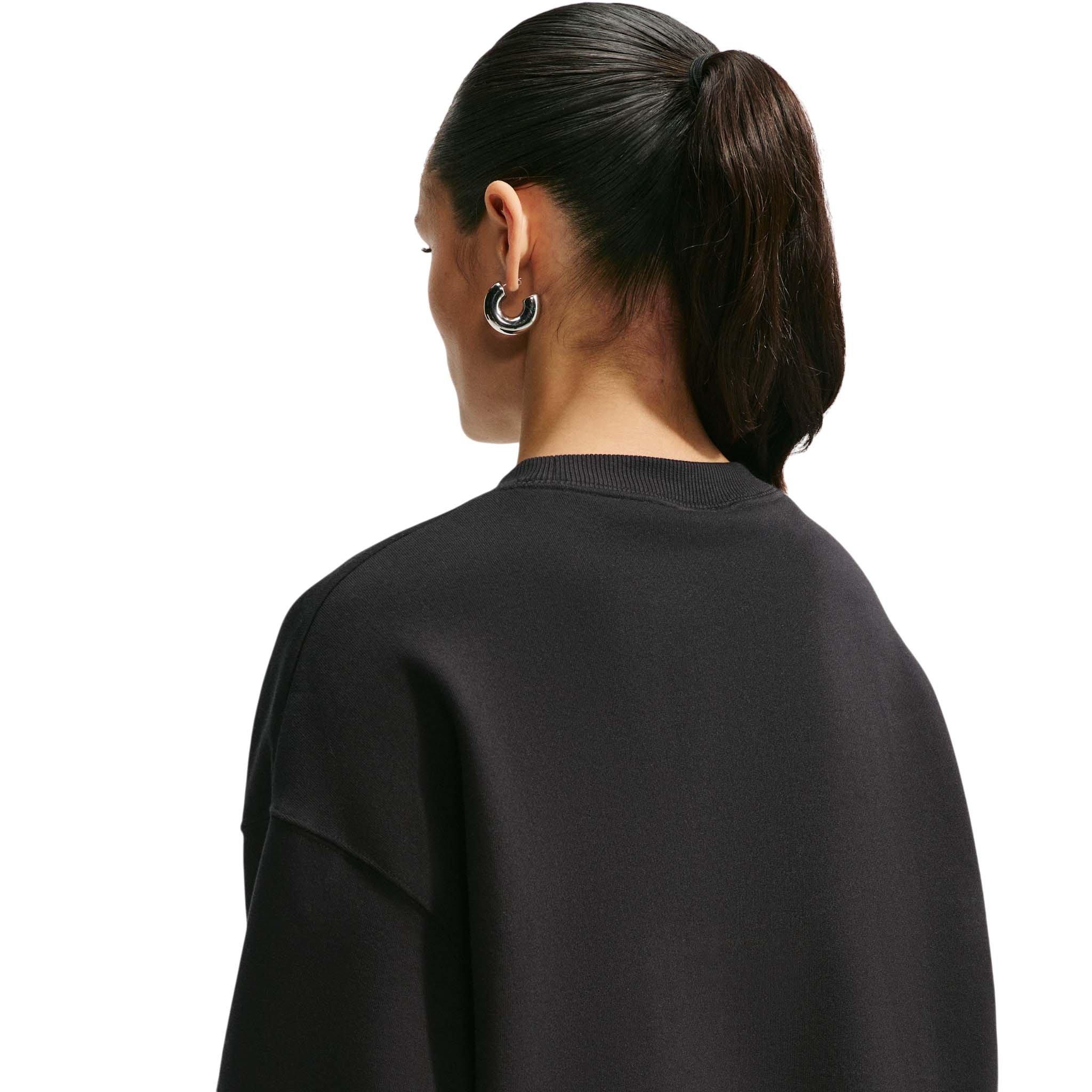 Nike Women's Studio Fleece Medium Weight Oversized Crewneck Sweatshirt - Black/Off-White - BLACK/OFF-WHITE Thumbnail View 2