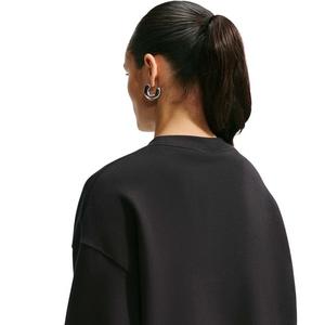 Nike Women's Studio Fleece Medium Weight Oversized Crewneck Sweatshirt - Black/Off-White