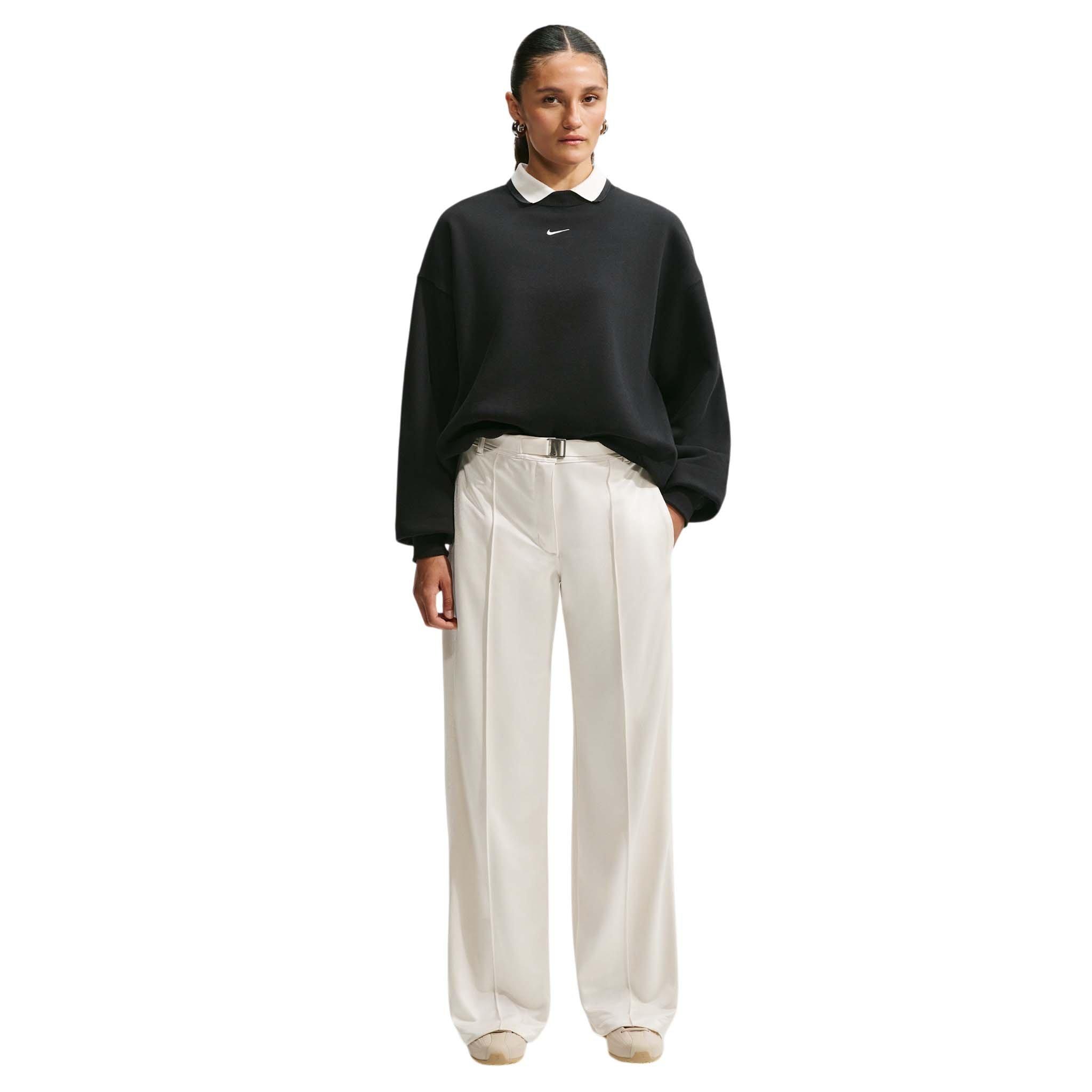 Nike Women's Studio Fleece Medium Weight Oversized Crewneck Sweatshirt - Black/Off-White - BLACK/OFF-WHITE Thumbnail View 4