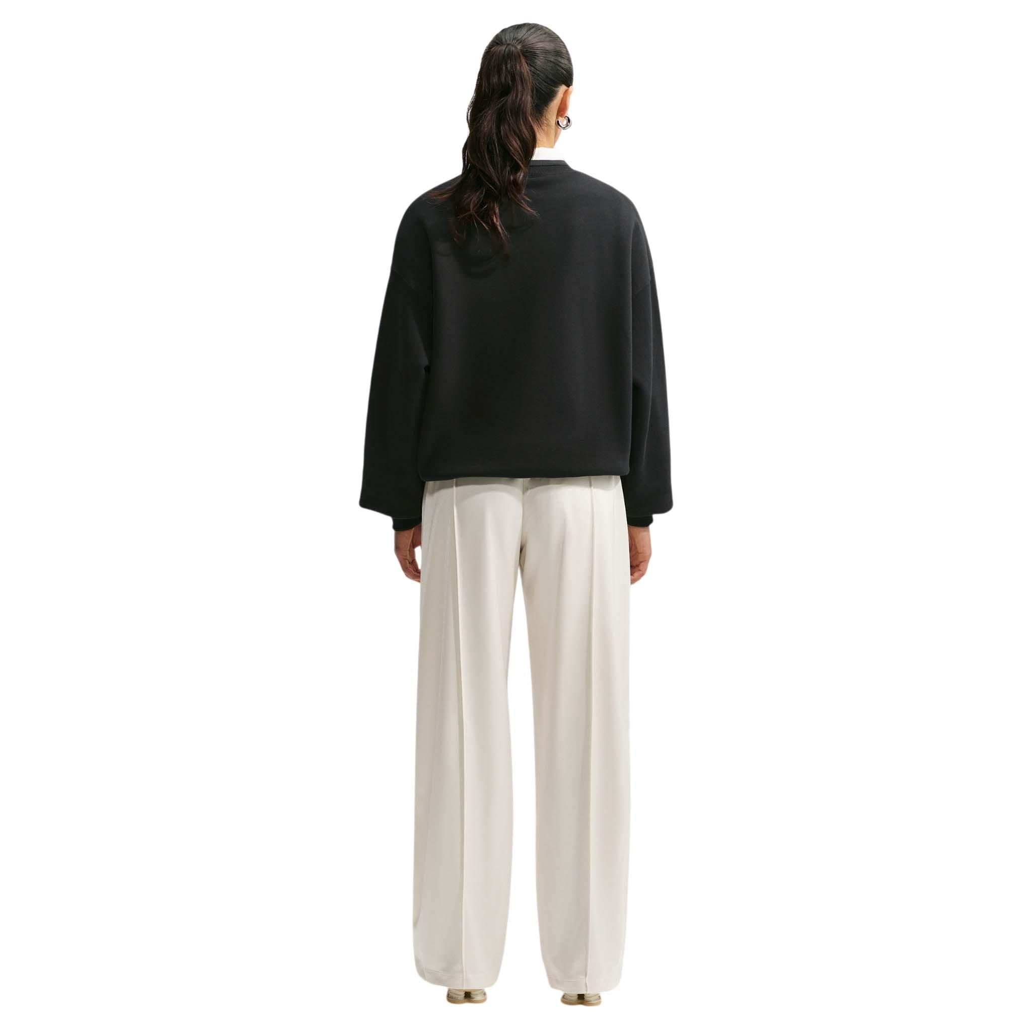 Nike Women's Studio Fleece Medium Weight Oversized Crewneck Sweatshirt - Black/Off-White - BLACK/OFF-WHITE Thumbnail View 5