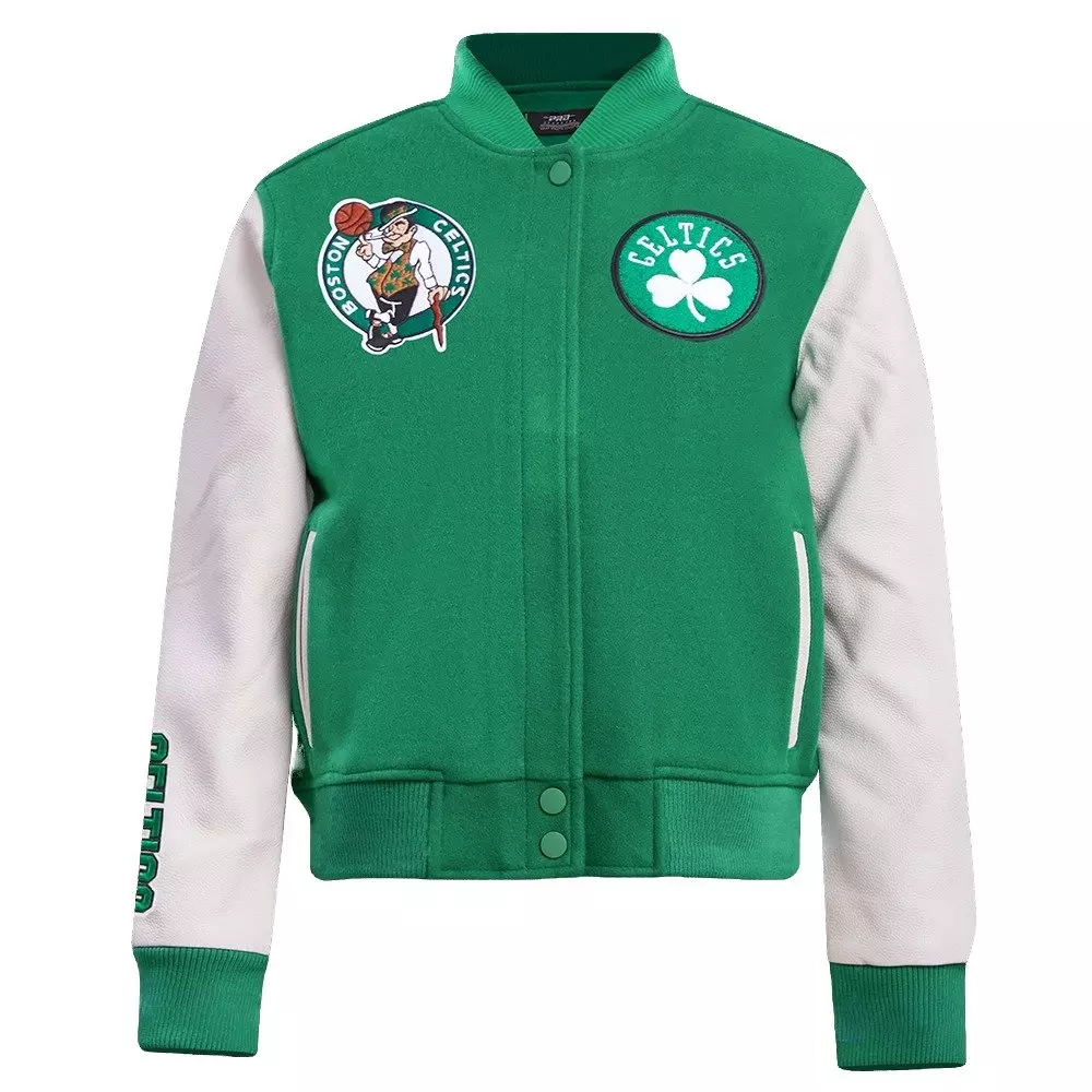 Pro Standard Women's NBA Boston Celtics Classic Wool Varsity Jacket -Green/White - GREEN/WHITE