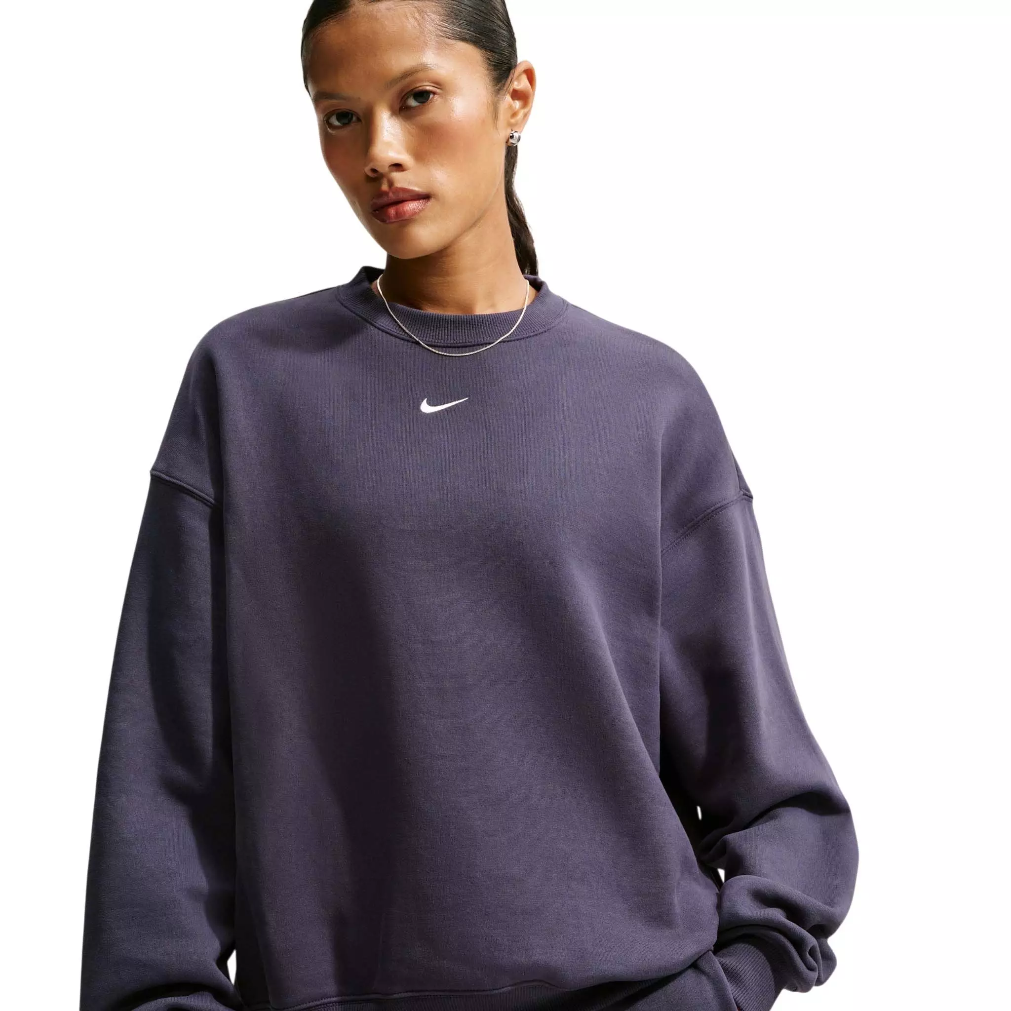 Nike Women's Studio Fleece Medium Weight Oversized Crewneck Sweatshirt - Grey - GREY