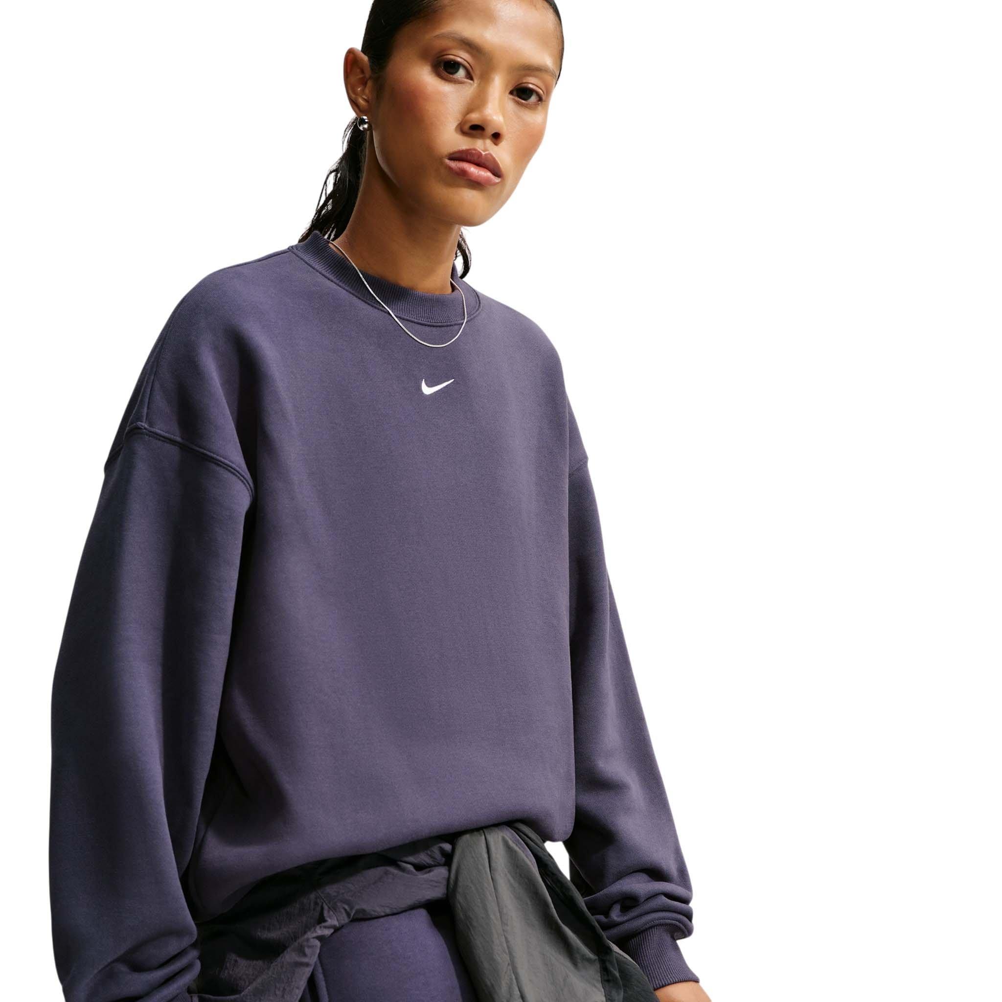 Nike Women's Studio Fleece Medium Weight Oversized Crewneck Sweatshirt - Grey - GREY