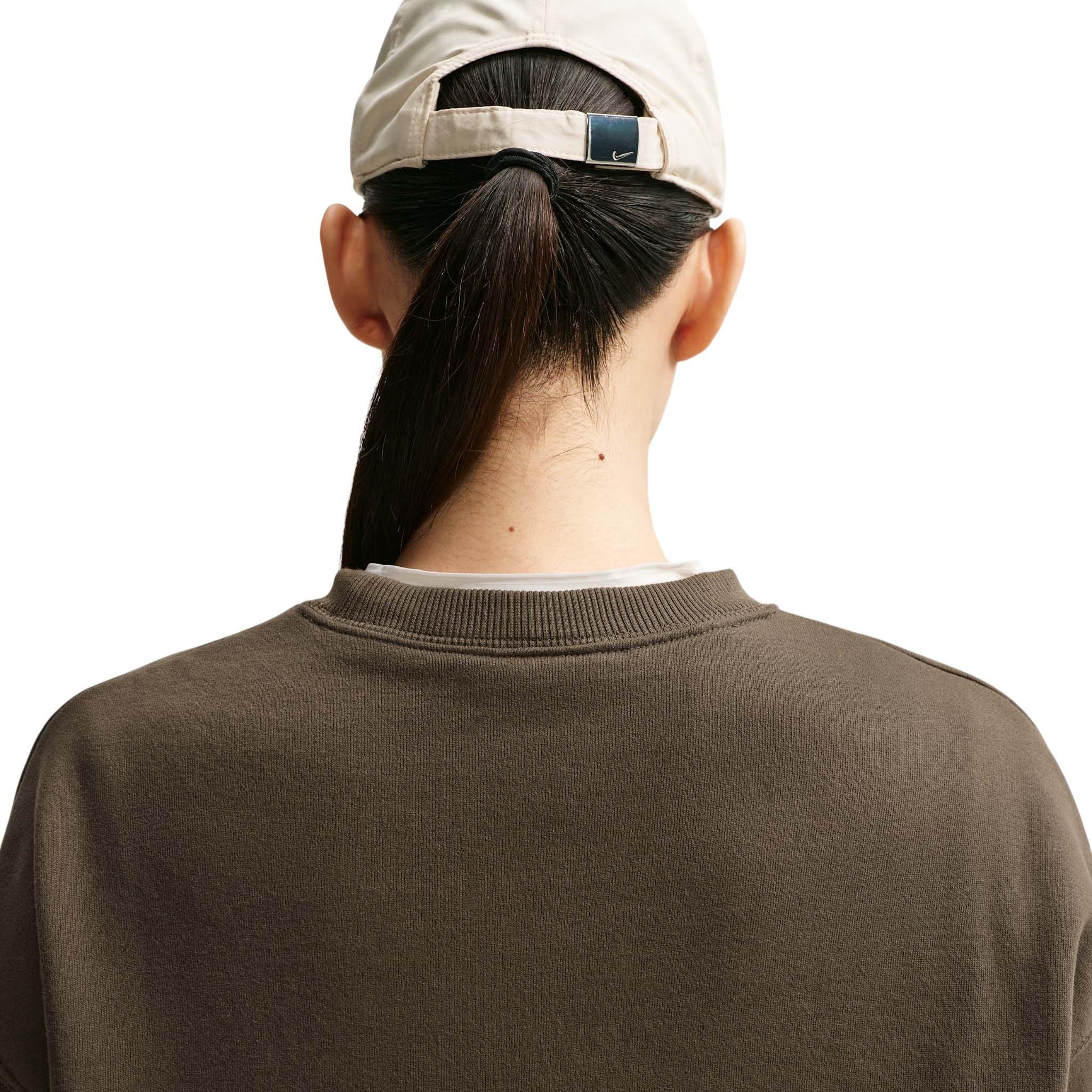 Nike Women's Studio Fleece Medium Weight Oversized Crewneck Sweatshirt - Brown - BROWN Thumbnail View 4
