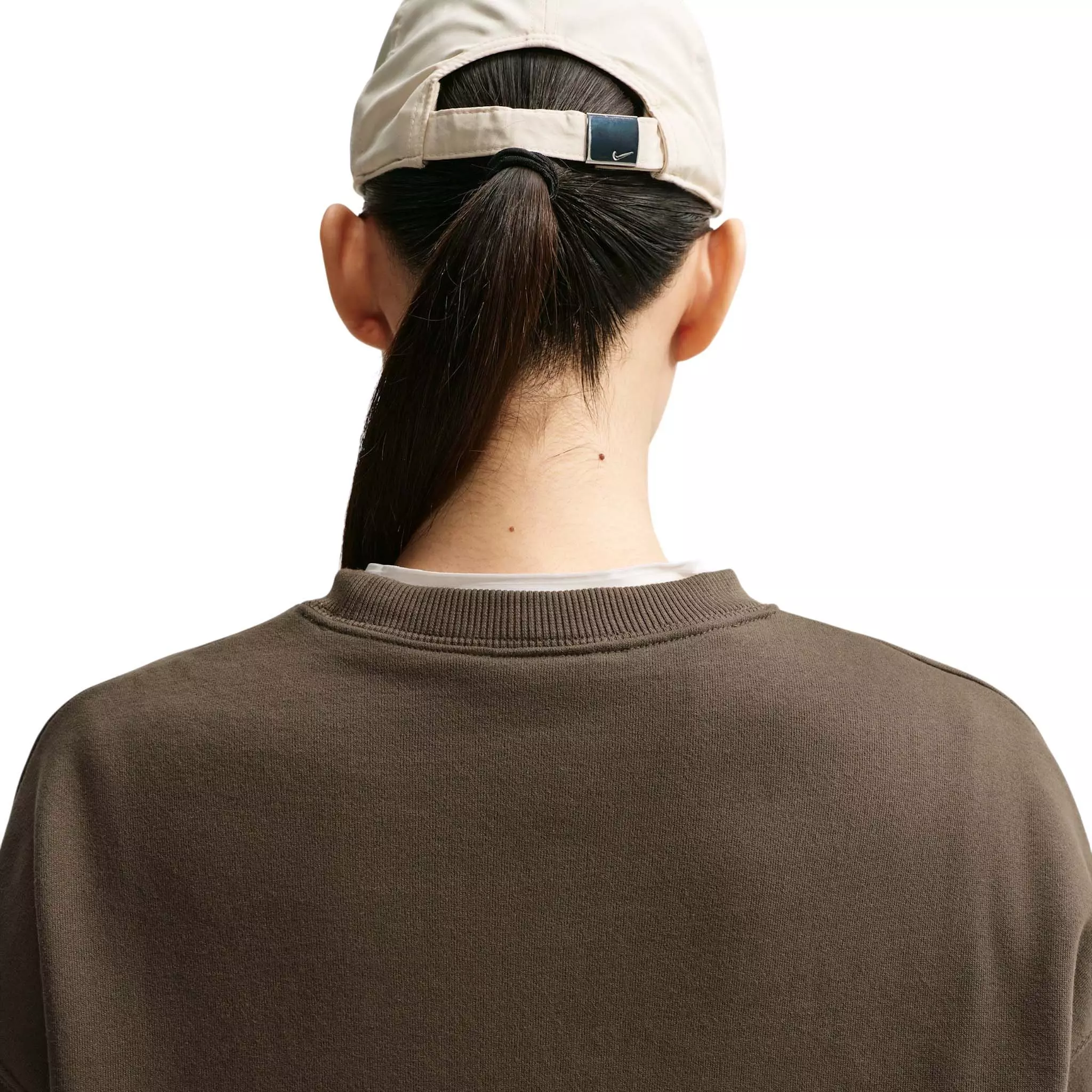 Nike Women's Studio Fleece Medium Weight Oversized Crewneck Sweatshirt - Brown - BROWN