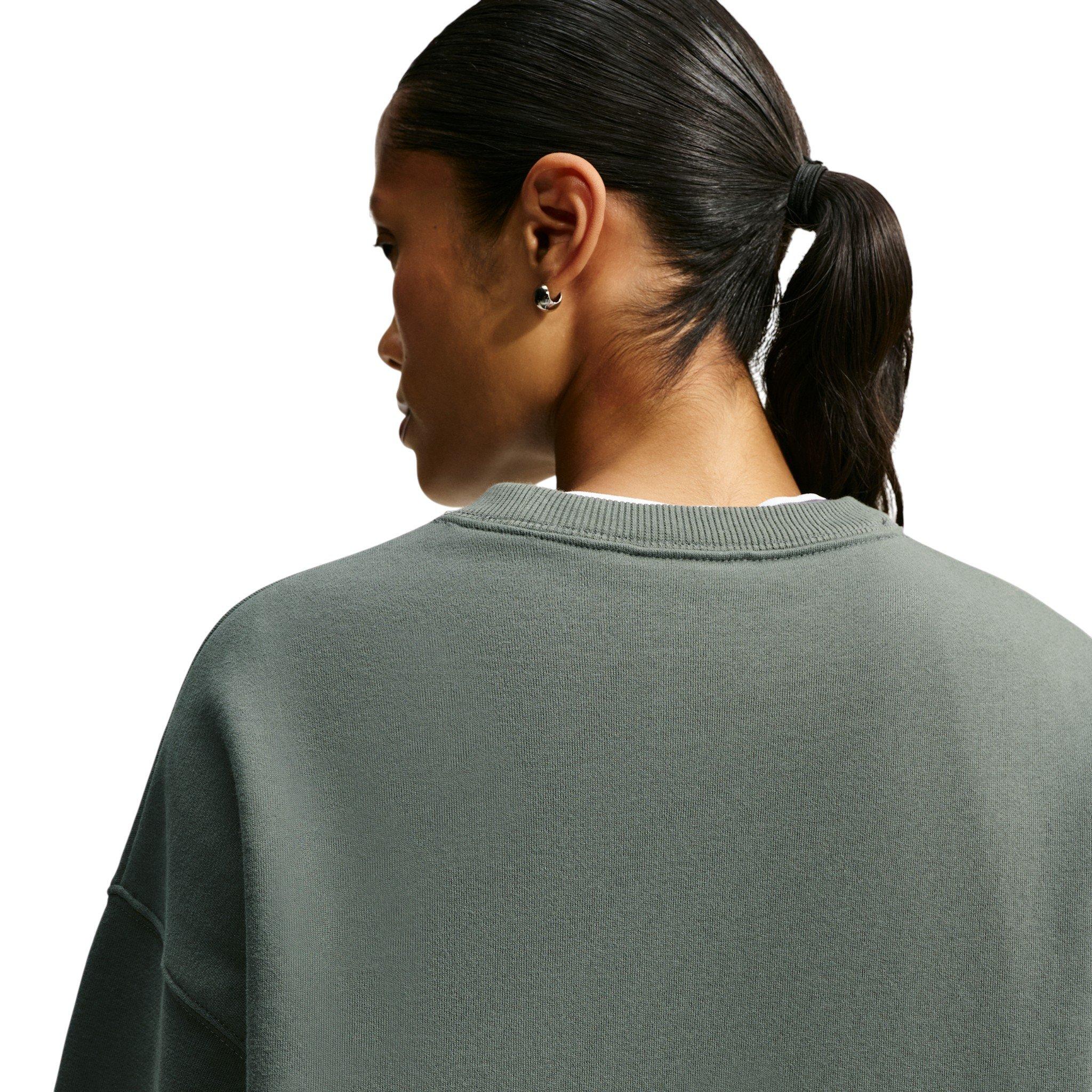 Nike Women's Studio Fleece Medium Weight Oversized Crewneck Sweatshirt - Green - GREEN