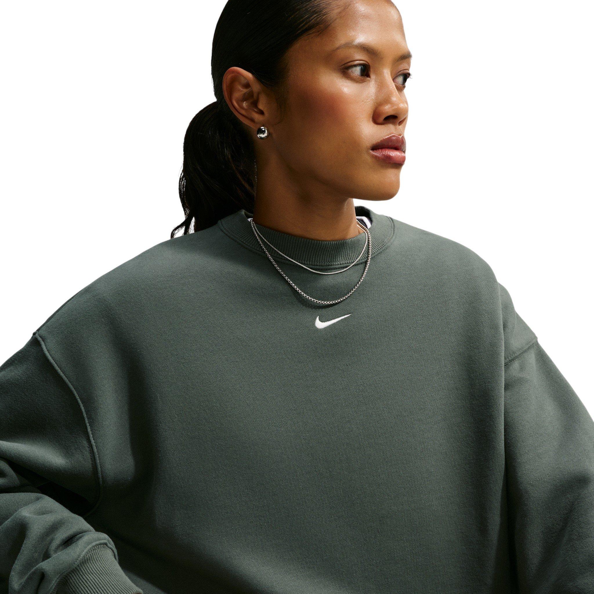 Nike Women's Studio Fleece Medium Weight Oversized Crewneck Sweatshirt - Green - GREEN