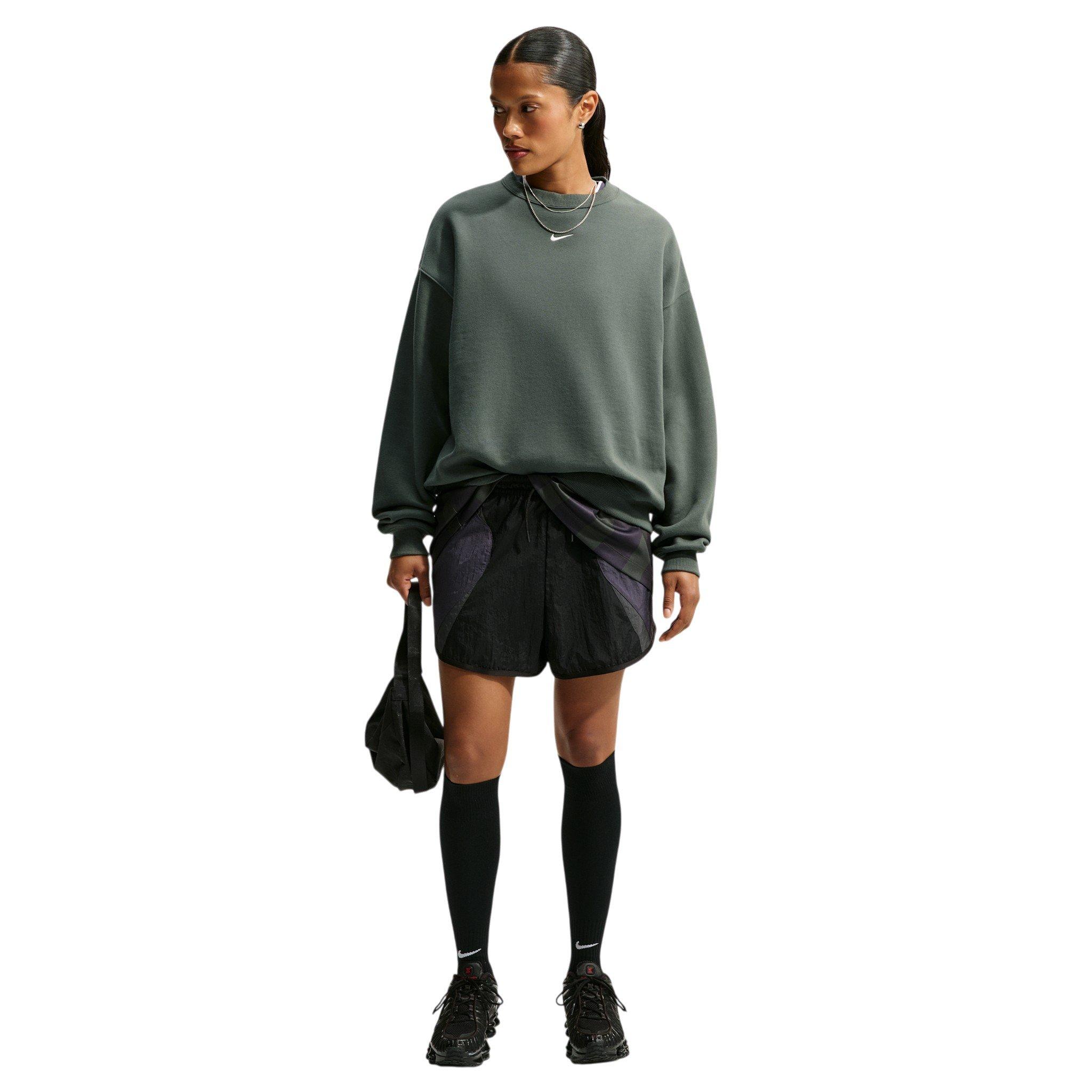 Nike Women's Studio Fleece Medium Weight Oversized Crewneck Sweatshirt - Green - GREEN