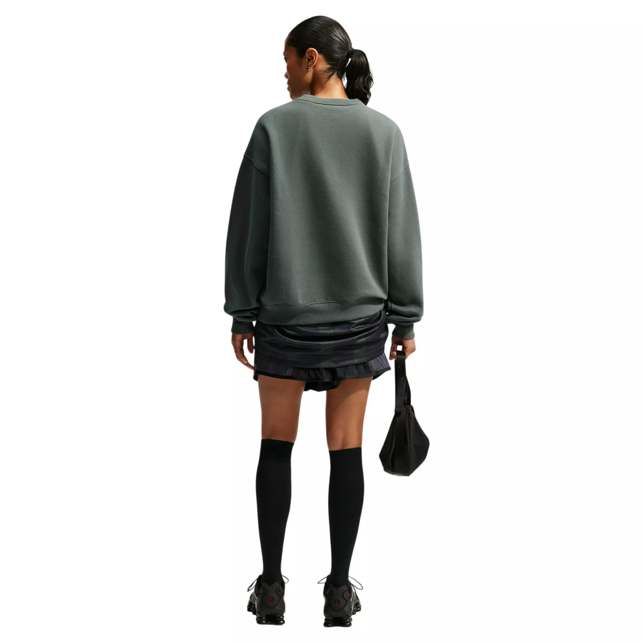 Nike Women's Studio Fleece Medium Weight Oversized Crewneck Sweatshirt - Green - GREEN