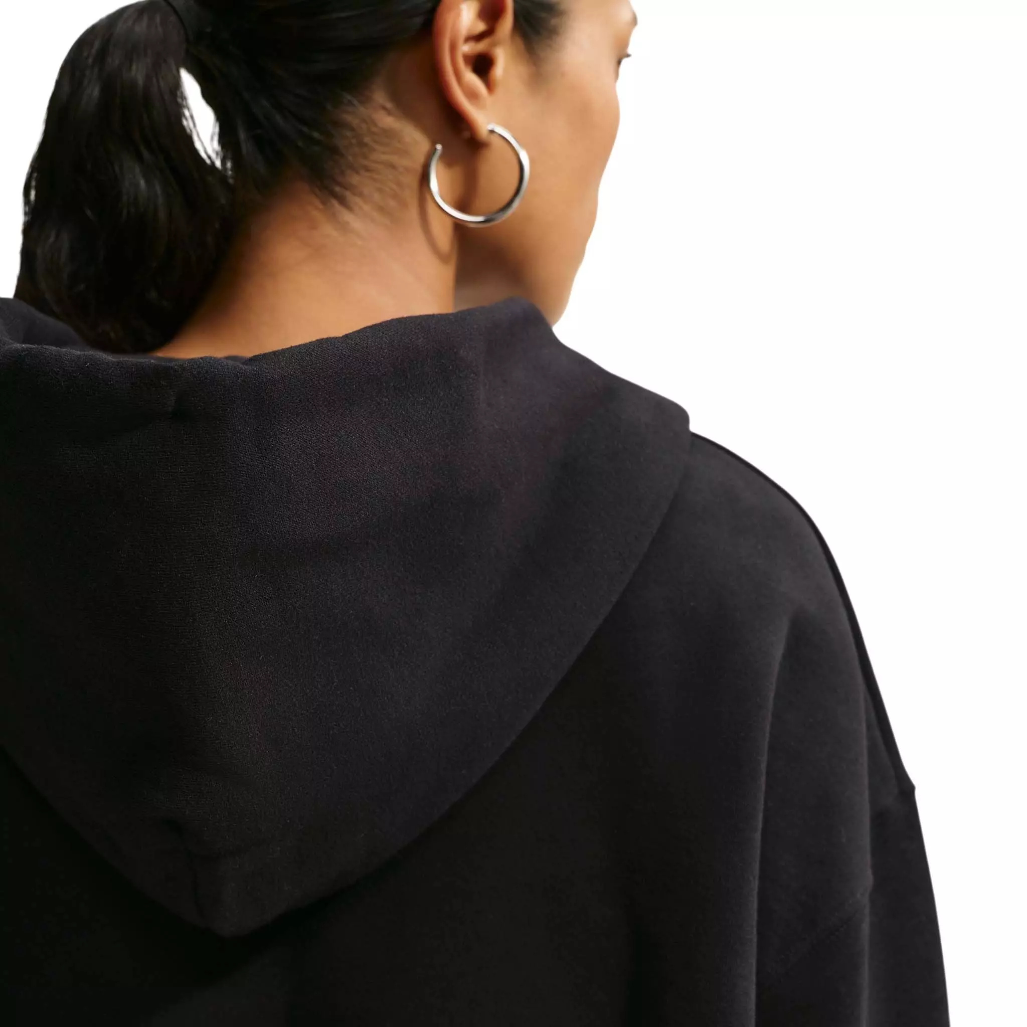 Nike Women's Studio Fleece Medium Weight Oversized Full-Zip Hooded Jacket - Black/Off-White - BLACK/OFF-WHITE
