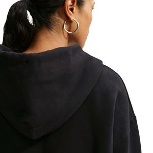 Nike Women's Studio Fleece Medium Weight Oversized Full-Zip Hooded Jacket - Black/Off-White - BLACK/OFF-WHITE