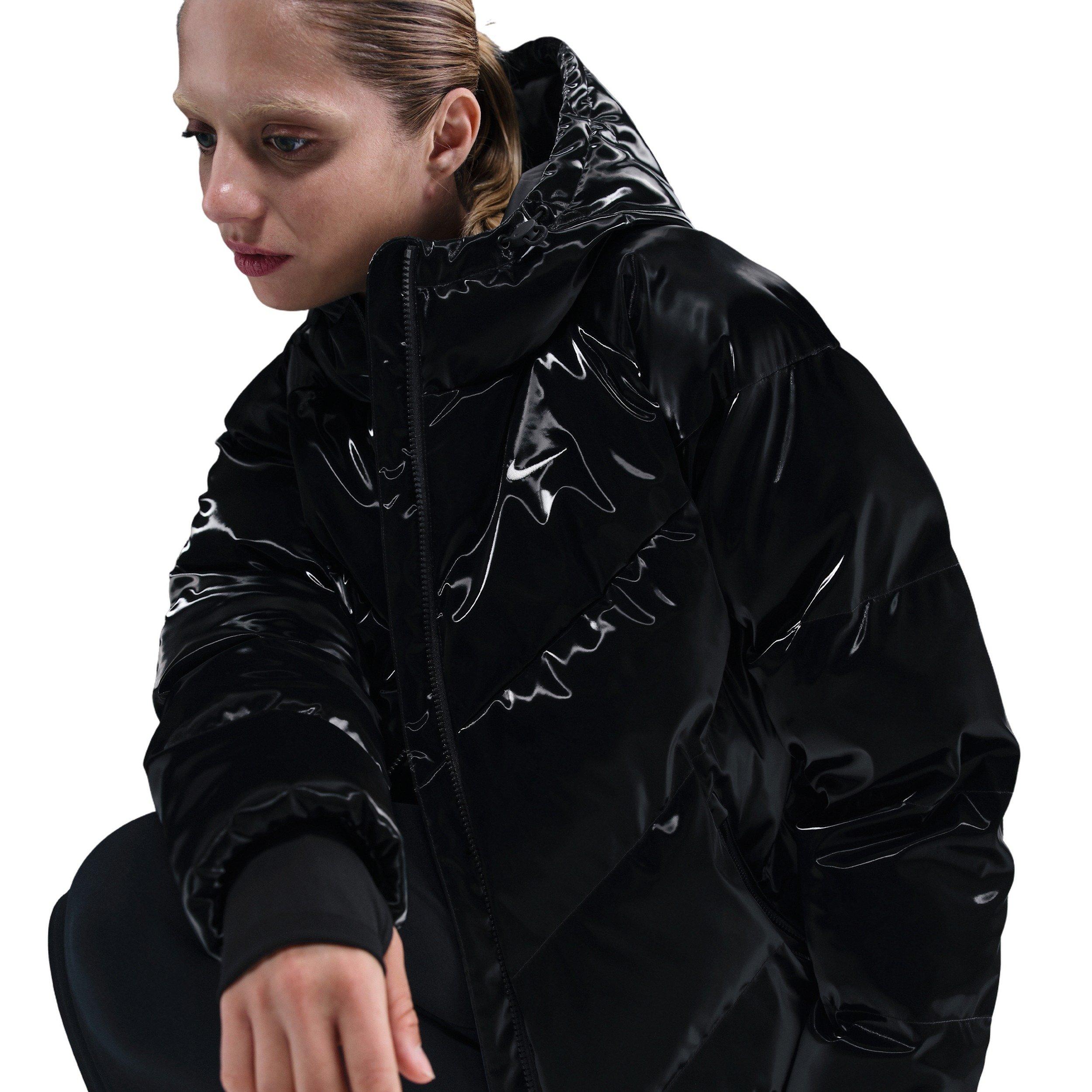 Nike Women's Sportswear Therma-FIT Shine Puffer Jacket - Black - BLACK Thumbnail View 3