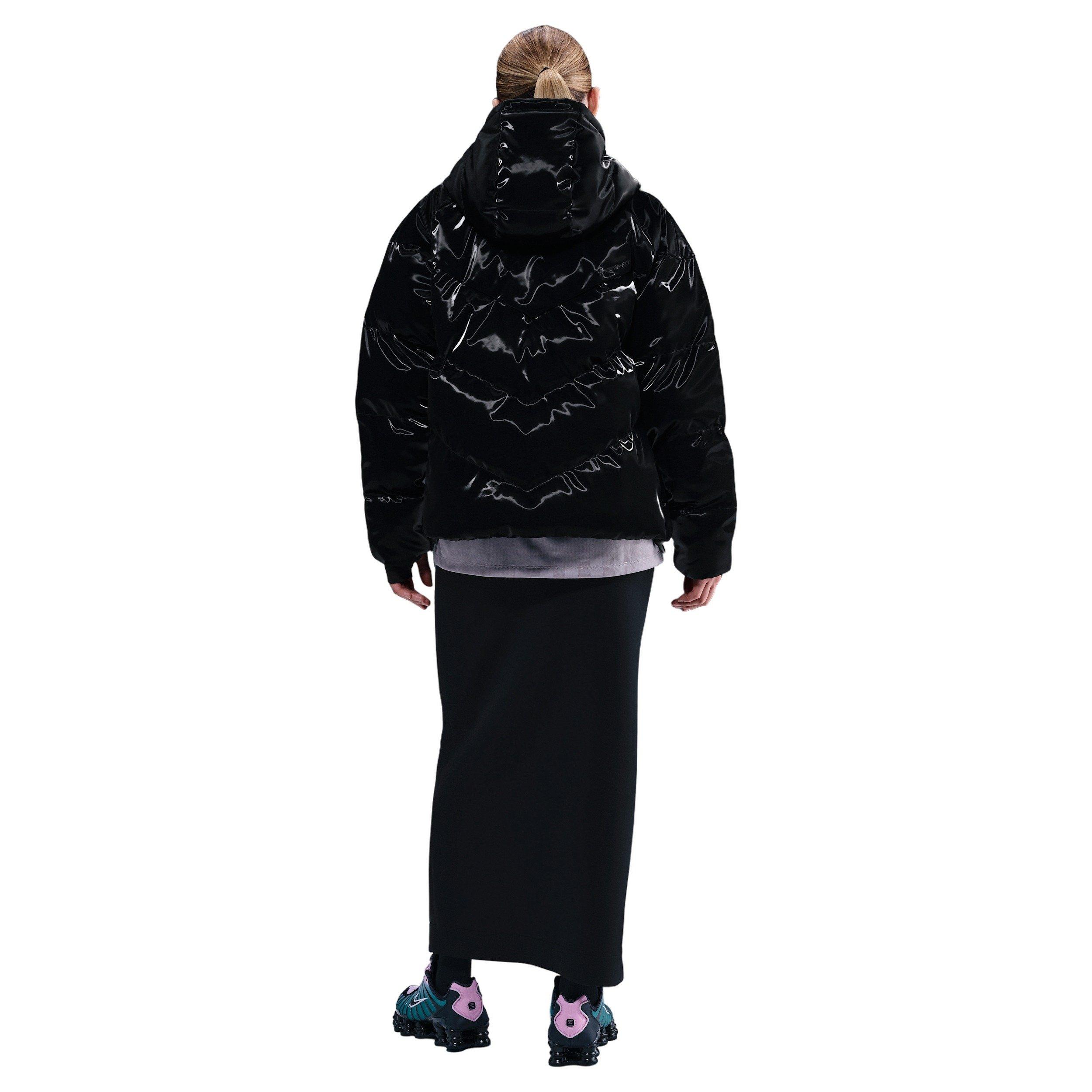 Nike Women's Sportswear Therma-FIT Shine Puffer Jacket - Black - BLACK Thumbnail View 5