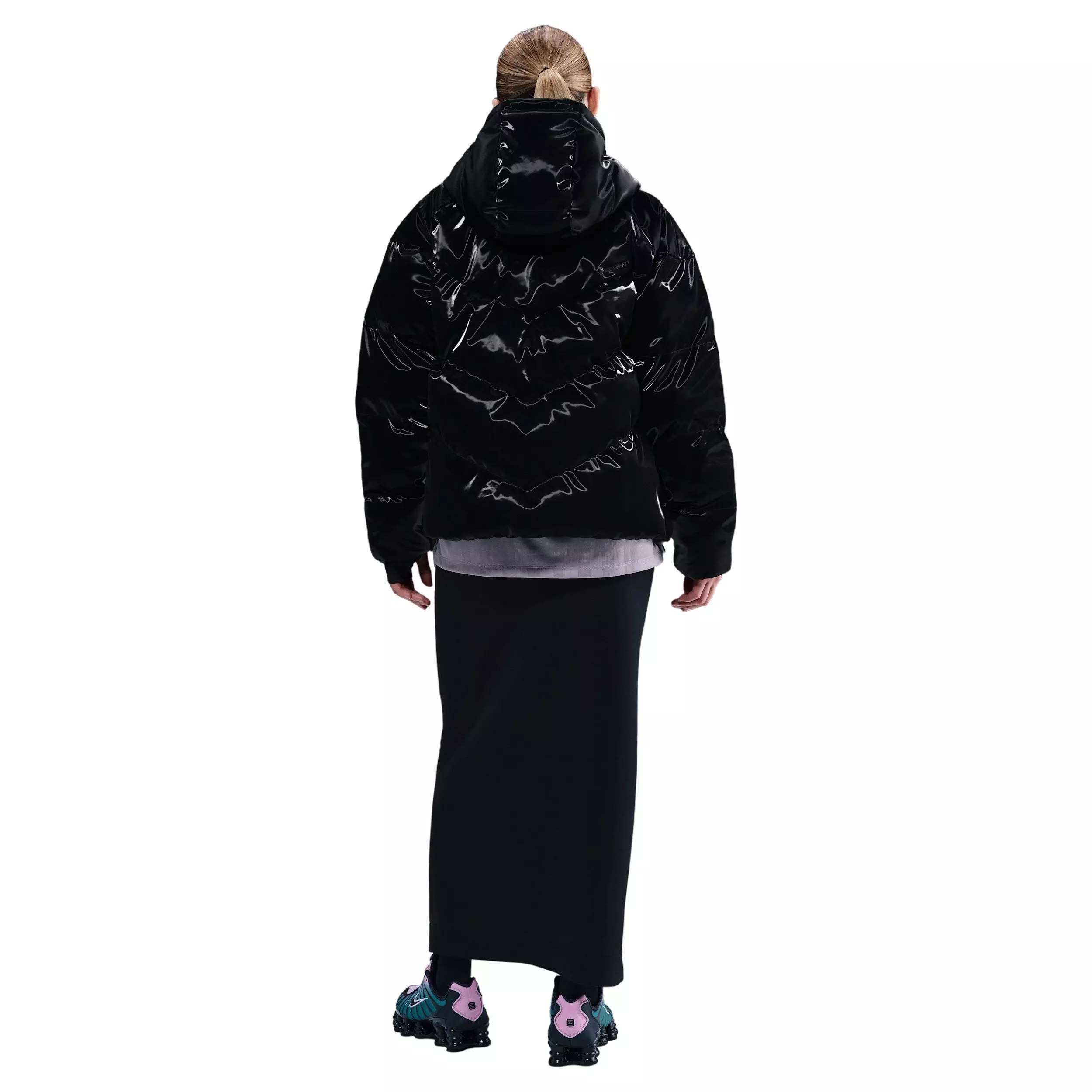 Nike Women's Sportswear Therma-FIT Shine Puffer Jacket - Black - BLACK