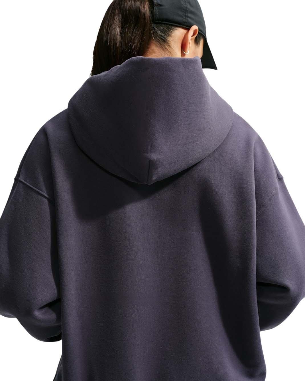 Nike Women's Studio Fleece Medium Weight Oversized Full-Zip Hooded Jacket - Dark Grey - DARK GREY