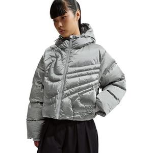 Nike Women's Sportswear Swoosh Series Therma-FIT Oversized Metallic Down Puffer Jacket -Silver