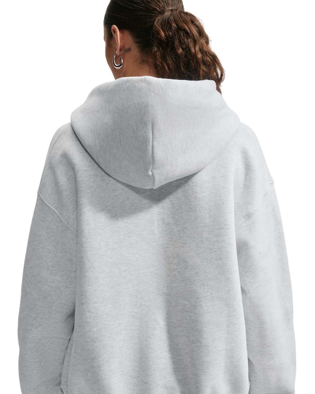 Nike Women's Studio Fleece Medium Weight Oversized Full-Zip Hooded Jacket - Birch/Black - BIRCH/BLACK