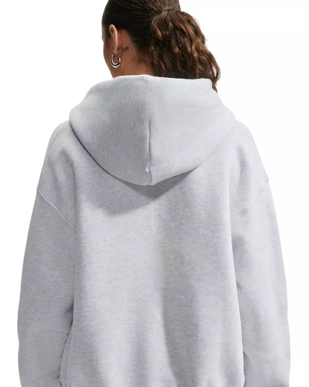 Nike Women's Studio Fleece Medium Weight Oversized Full-Zip Hooded Jacket - Birch/Black - BIRCH/BLACK