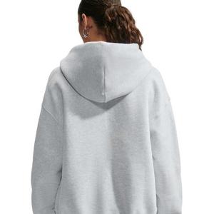 Nike Women's Studio Fleece Medium Weight Oversized Full-Zip Hooded Jacket - Birch/Black - BIRCH/BLACK