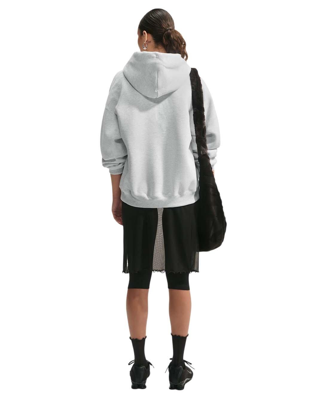 Nike Women's Studio Fleece Medium Weight Oversized Full-Zip Hooded Jacket - Birch/Black - BIRCH/BLACK