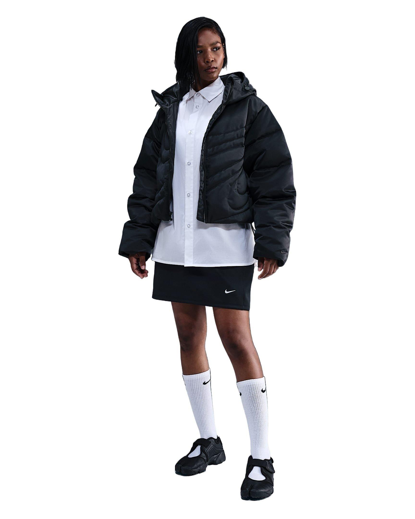 Nike Women's Sportswear Swoosh Series Therma-FIT Oversized Down Puffer Jacket -Black - BLACK Thumbnail View 5