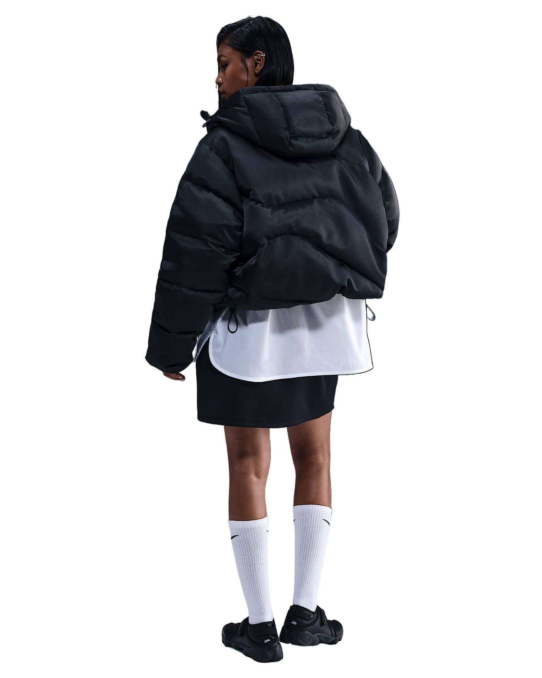 Nike Women's Sportswear Swoosh Series Therma-FIT Oversized Down Puffer Jacket - Black - BLACK Thumbnail View 6