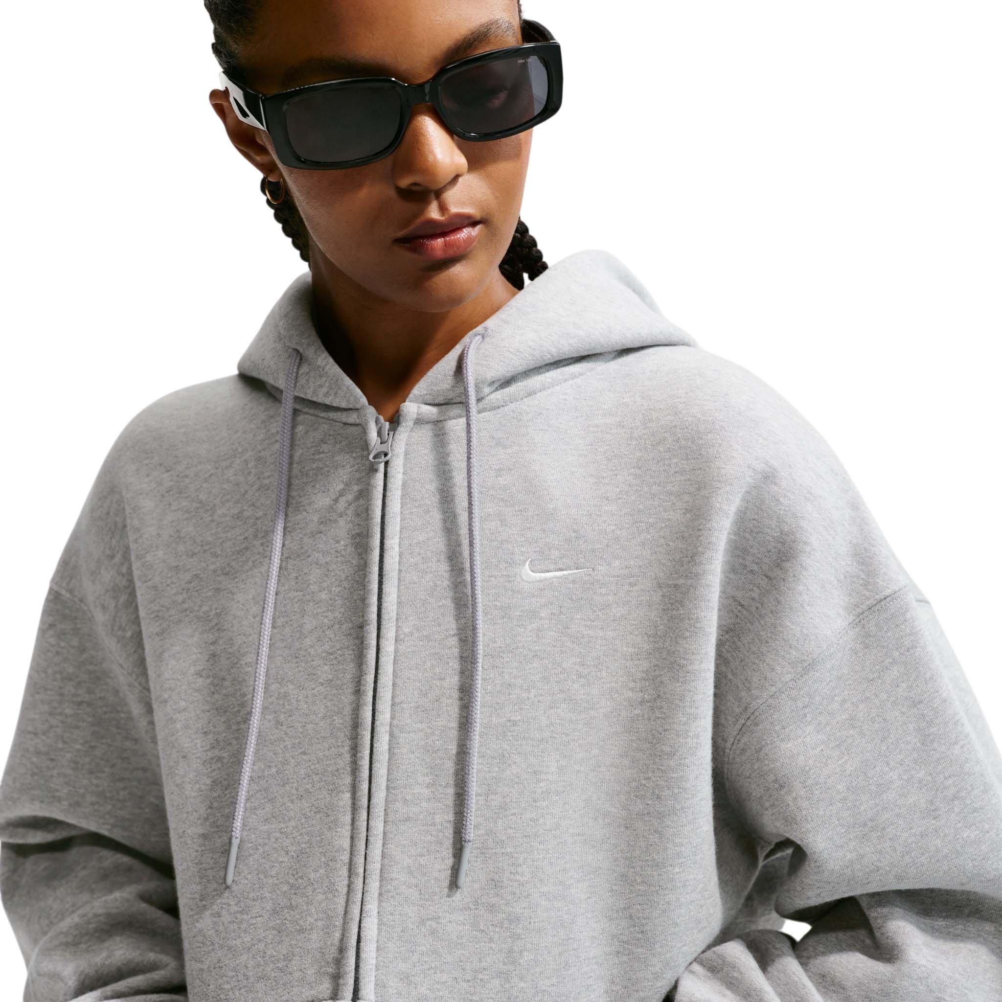 Nike Women's Studio Fleece Medium Weight Oversized Full-Zip Hooded Jacket - Grey - GREY