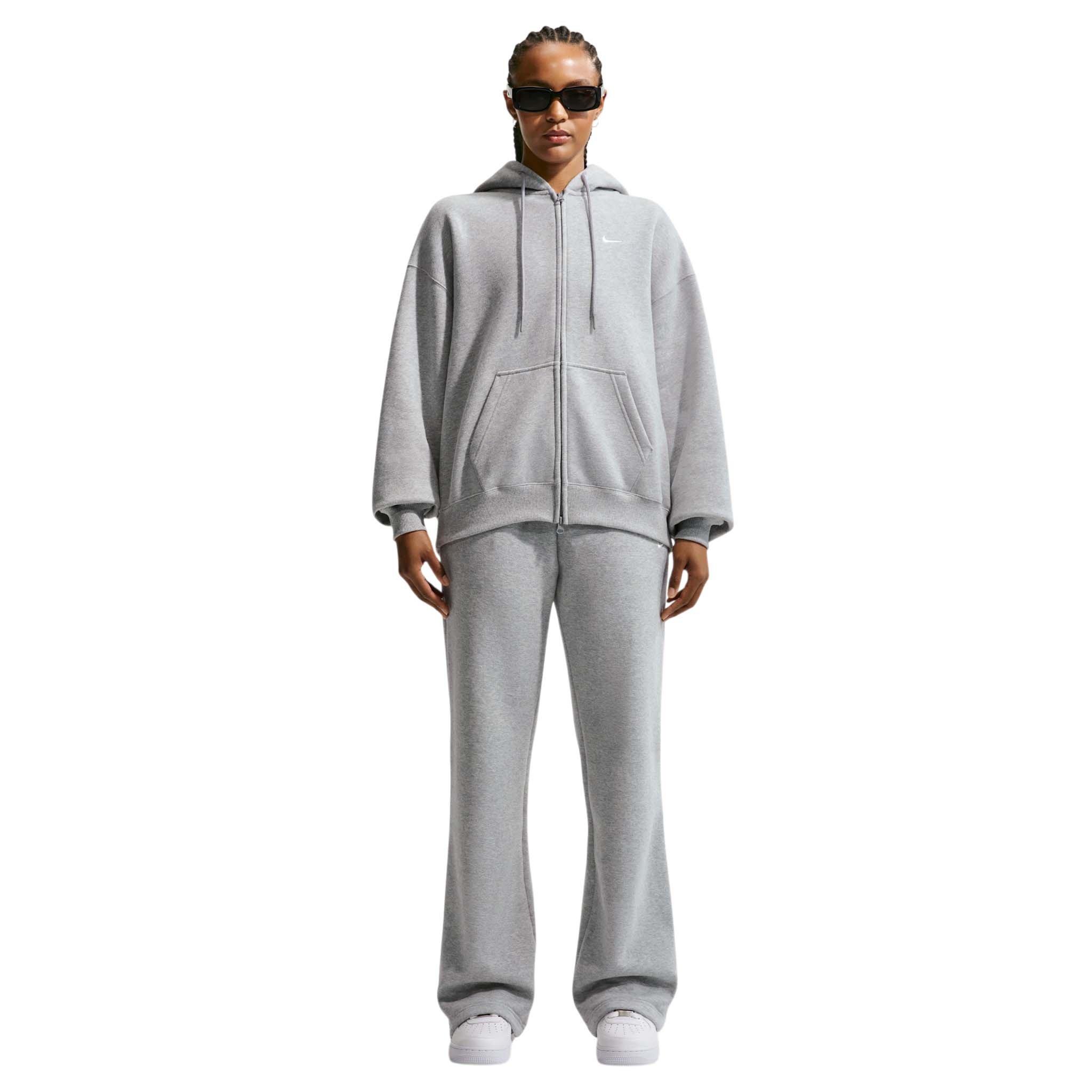 Nike Women's Studio Fleece Medium Weight Oversized Full-Zip Hooded Jacket - Grey - GREY