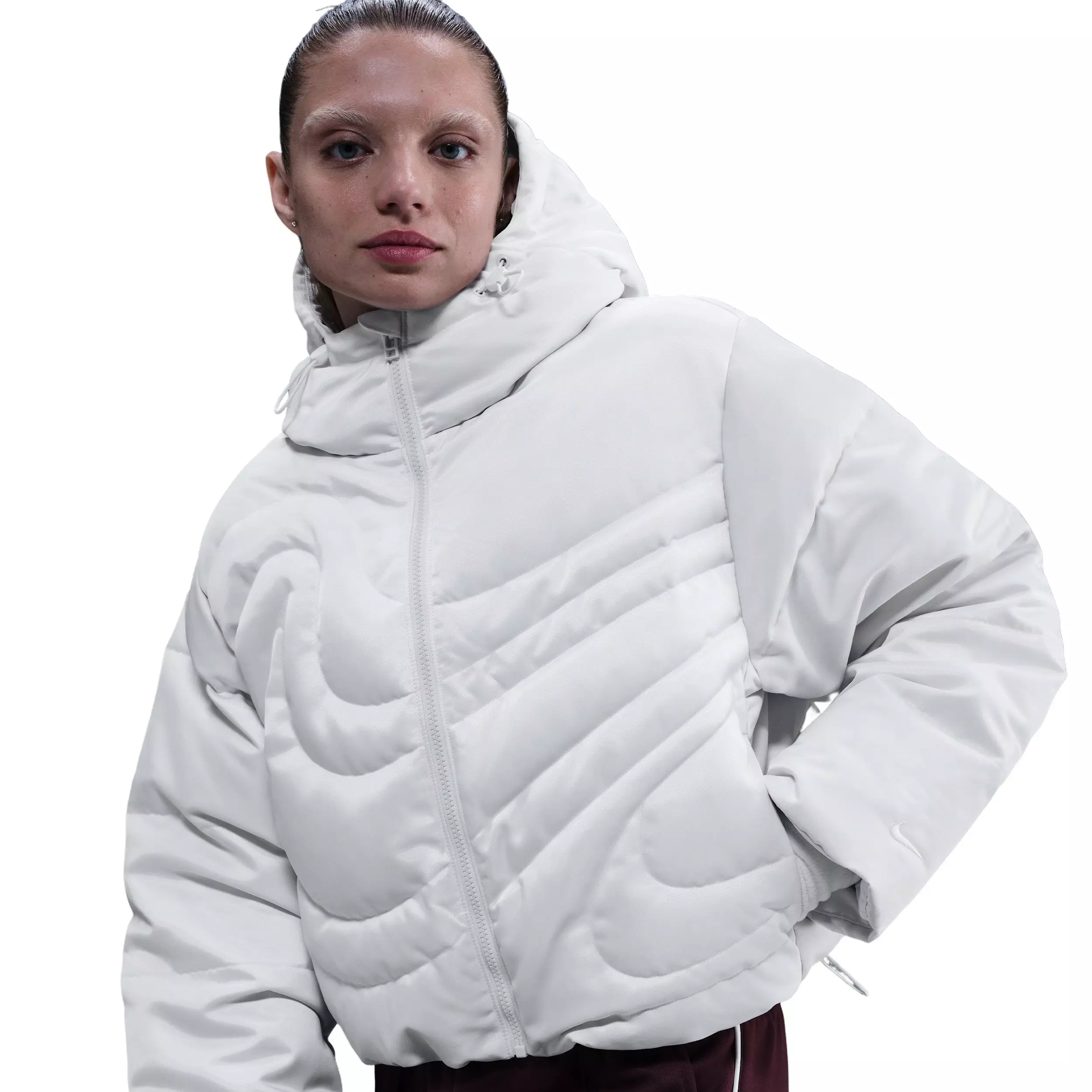 Nike Women's Sportswear Swoosh Series Therma-FIT Oversized Down Puffer Jacket - White - WHITE